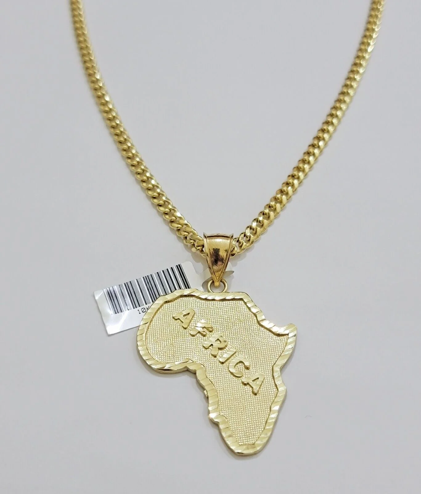 Real 10k Gold Map Charm & Miami Cuban Link Chain Necklace SET 4mm 26Inch Pendant - Image 4