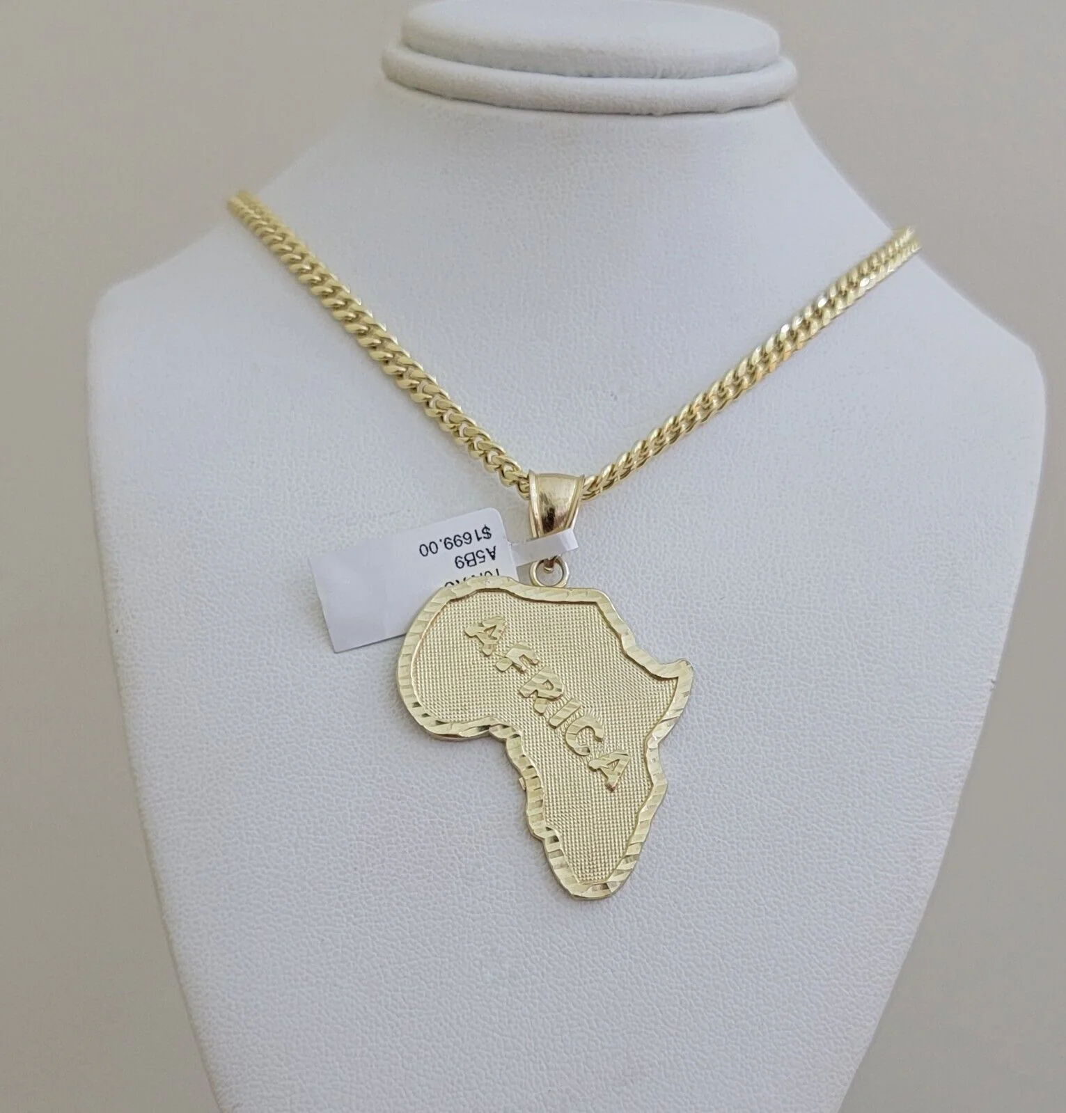 Real 10k Gold Map Charm & Miami Cuban Link Chain Necklace SET 4mm 26Inch Pendant - Image 5