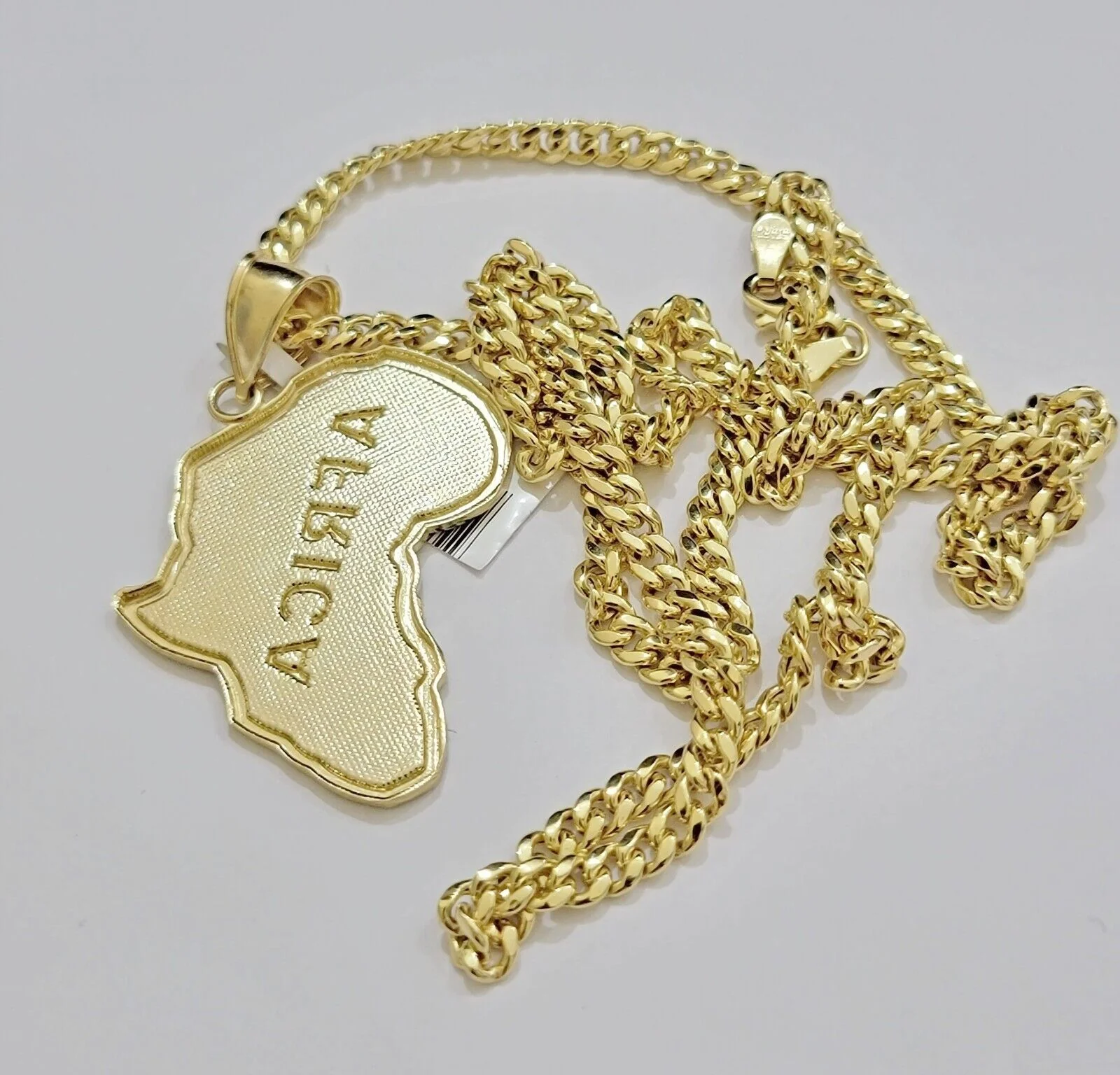 Real 10k Gold Map Charm & Miami Cuban Link Chain Necklace SET 4mm 26Inch Pendant - Image 7