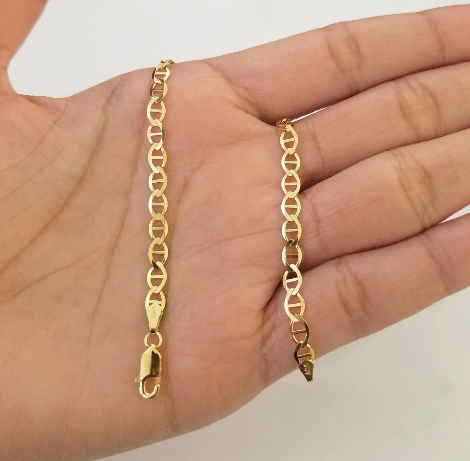 Real 10k Gold Mariner Anchor Link Chain Bracelet Set 4mm 20"- 24" Inch - Image 5