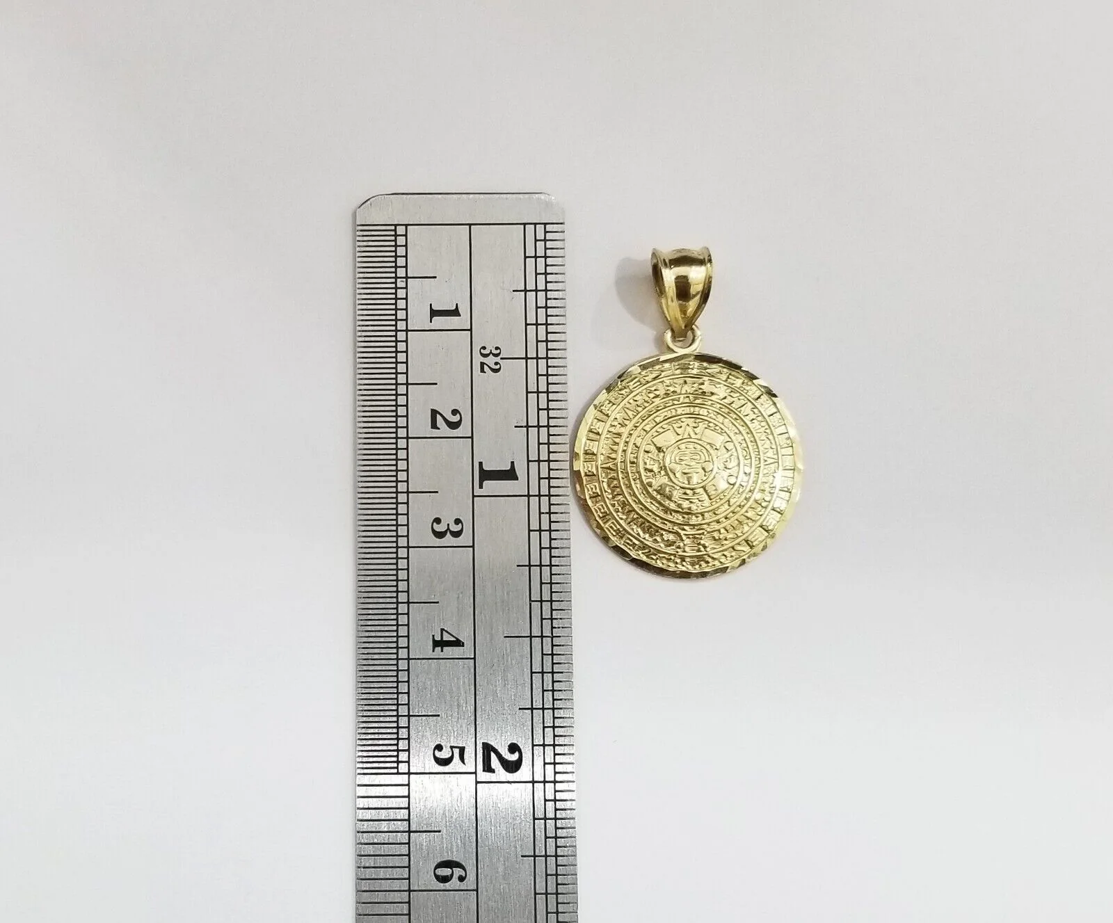 Real 10k Gold Mayan Calendar Circular Charm Pendant 10kt Yellow Gold - Image 7