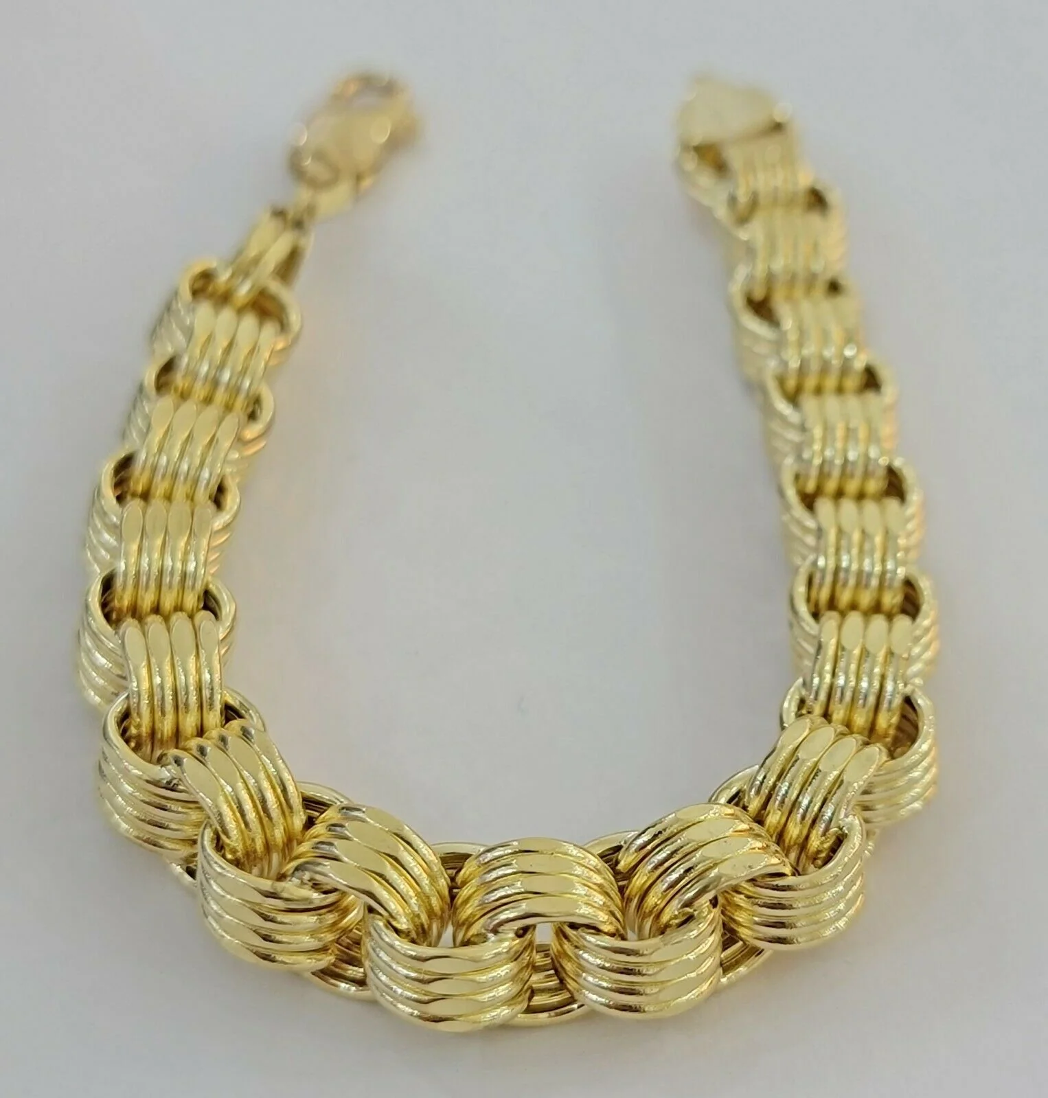 Real 10k Gold Mens Bracelet Byzantine Box 9" 9mm 10kt Yellow Gold Thick, Lobster - Image 2
