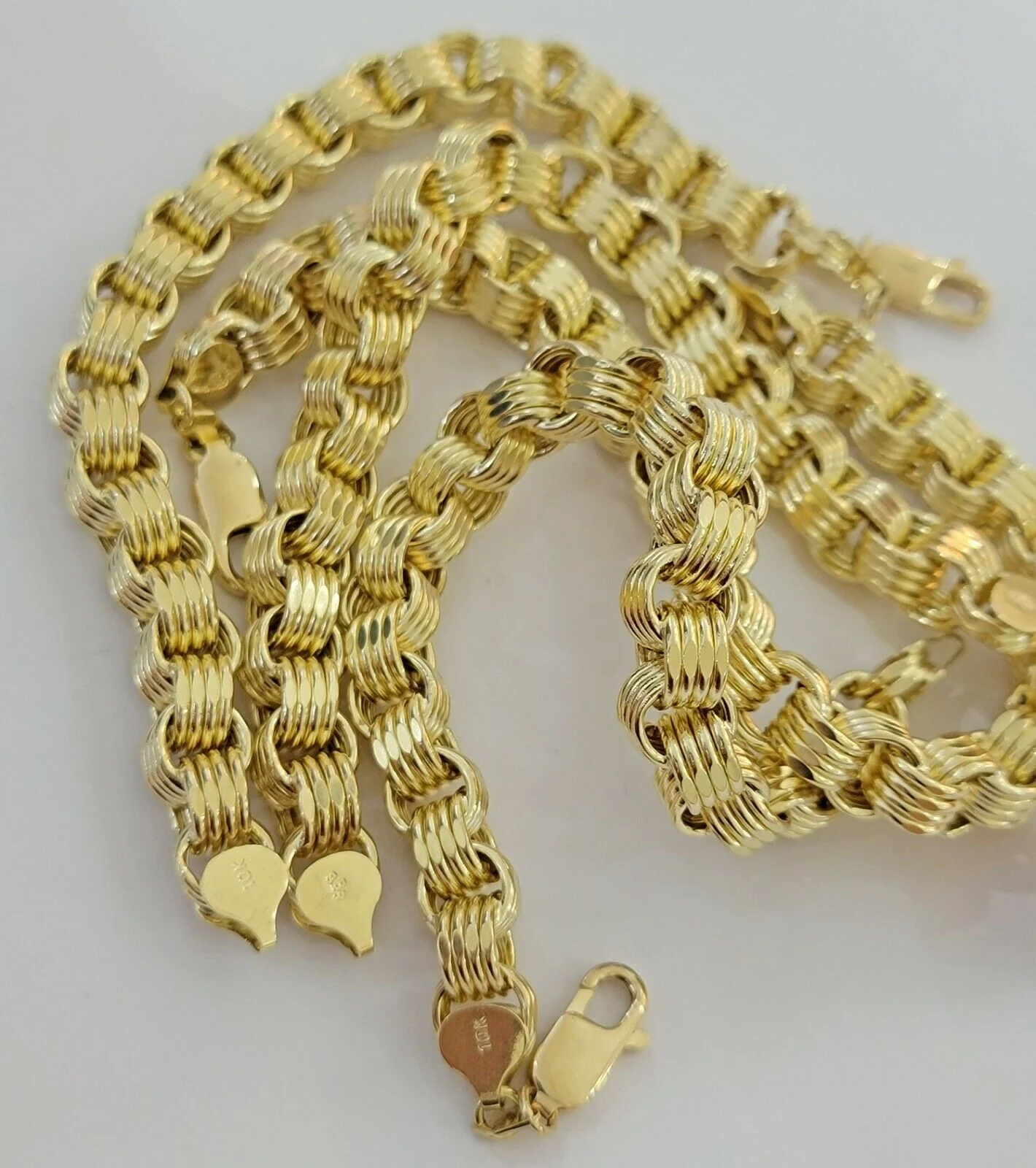 Real 10k Gold Mens Bracelet Byzantine Box 9" 9mm 10kt Yellow Gold Thick, Lobster - Image 6