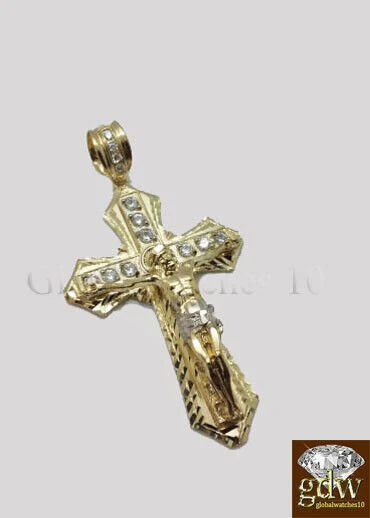 Real 10k Gold Men's Jesus Crucifix Cross Pendent Charm with 28 Inch Rope Chain. - Image 5