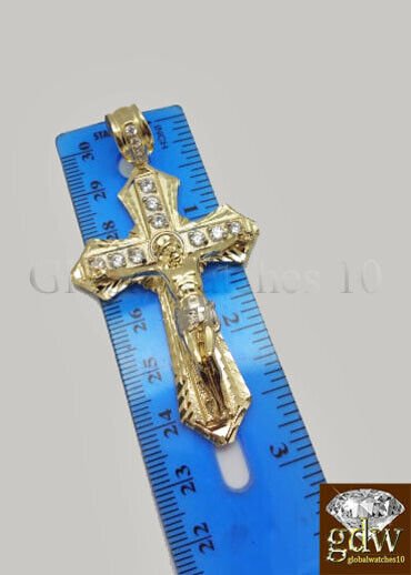 Real 10k Gold Men's Jesus Crucifix Cross Pendent Charm with 28 Inch Rope Chain. - Image 9