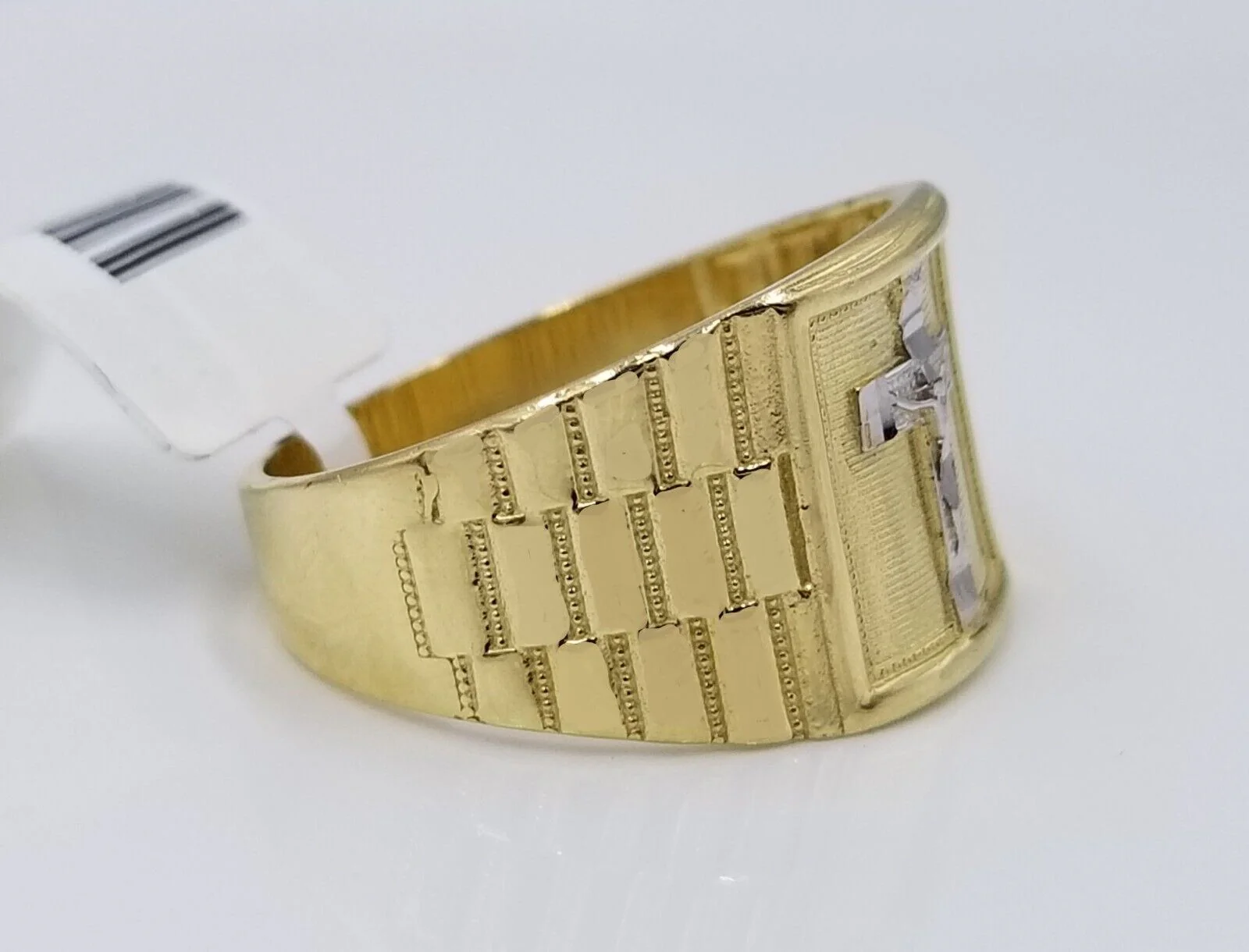Real 10k Gold Men's Ring Cross All Sizes Yellow Gold Male Casual Pinky Band - Image 5