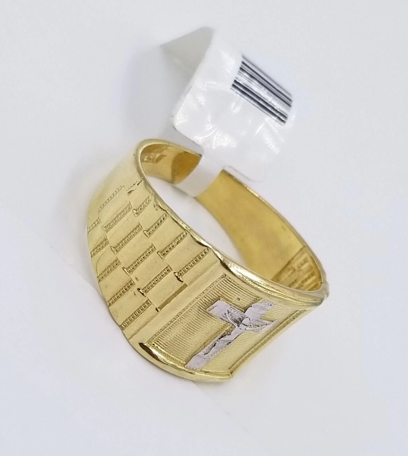Real 10k Gold Men's Ring Cross All Sizes Yellow Gold Male Casual Pinky Band - Image 7