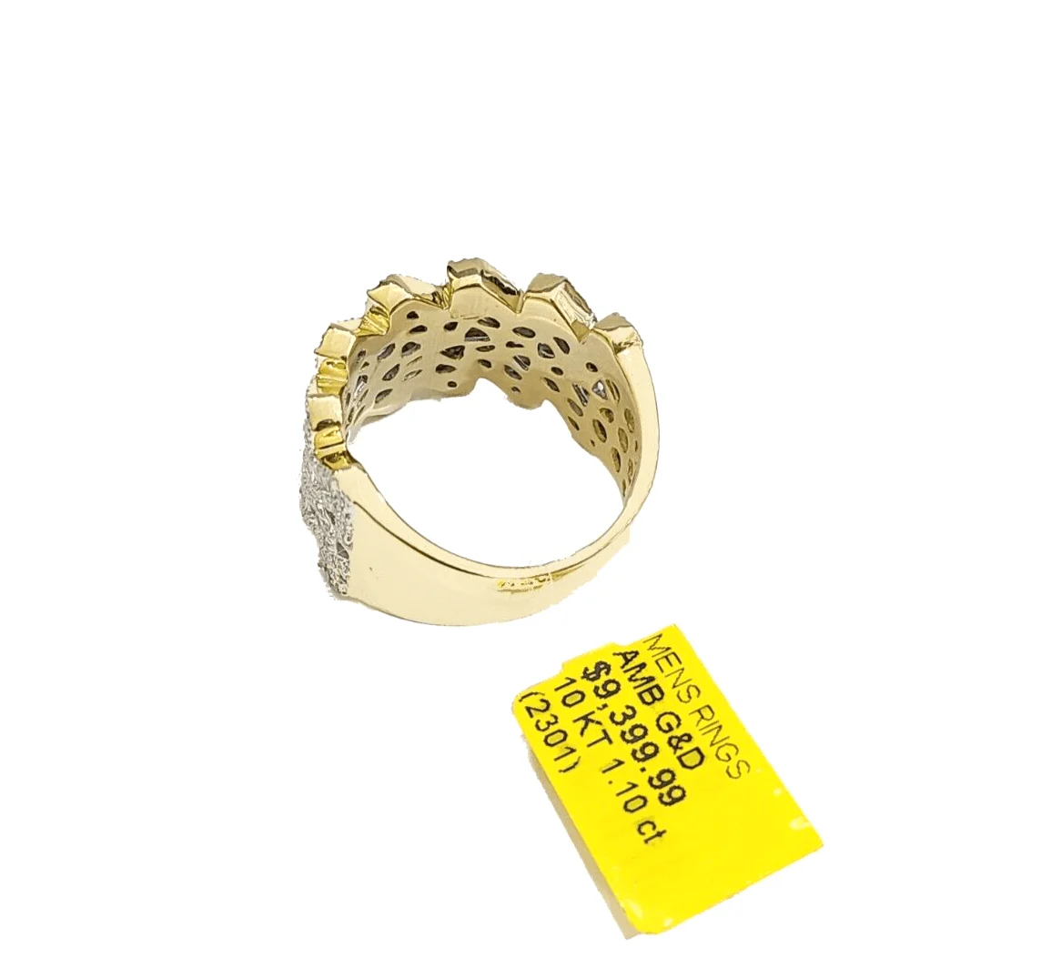 Real 10k Gold Men's Ring size 10 10kt Yellow Gold Wedding Band Diamond 1.10 CT - Image 5
