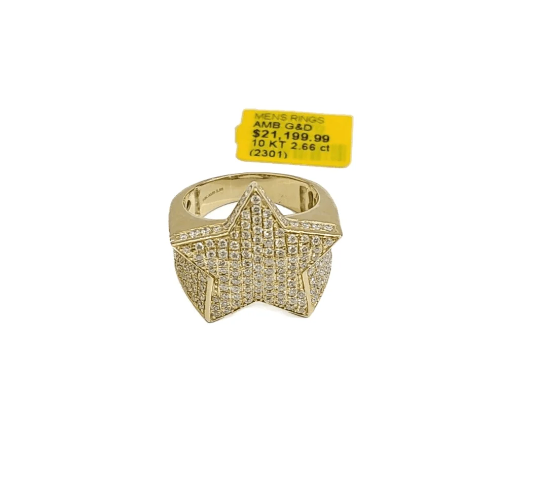 Real 10k Gold Men's Ring Size 10 10kt Yellow Gold Wedding Band Diamond 2.66CT - Image 5