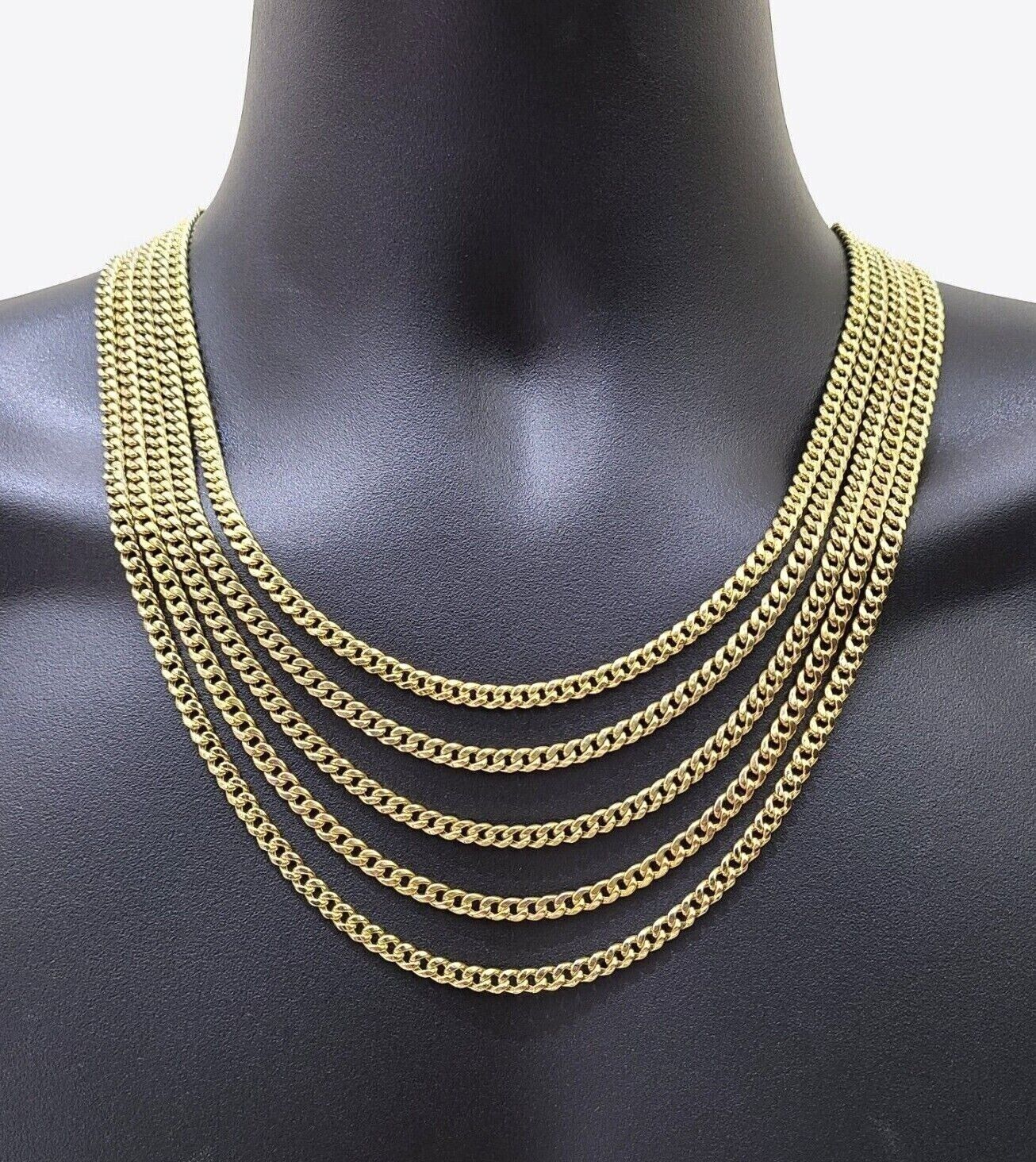 Real 10k Gold Miami Cuban Chain 5mm 24" Inch Necklace Cross Pendant 10kt Charm - Image 2