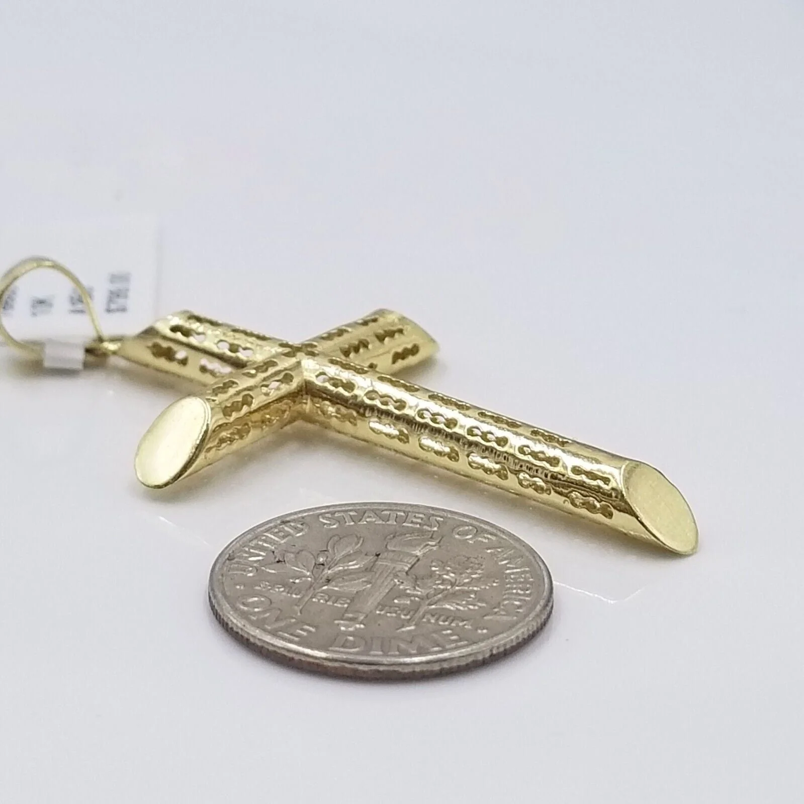 Real 10k Gold Miami Cuban Chain 5mm 24" Inch Necklace Cross Pendant 10kt Charm - Image 3