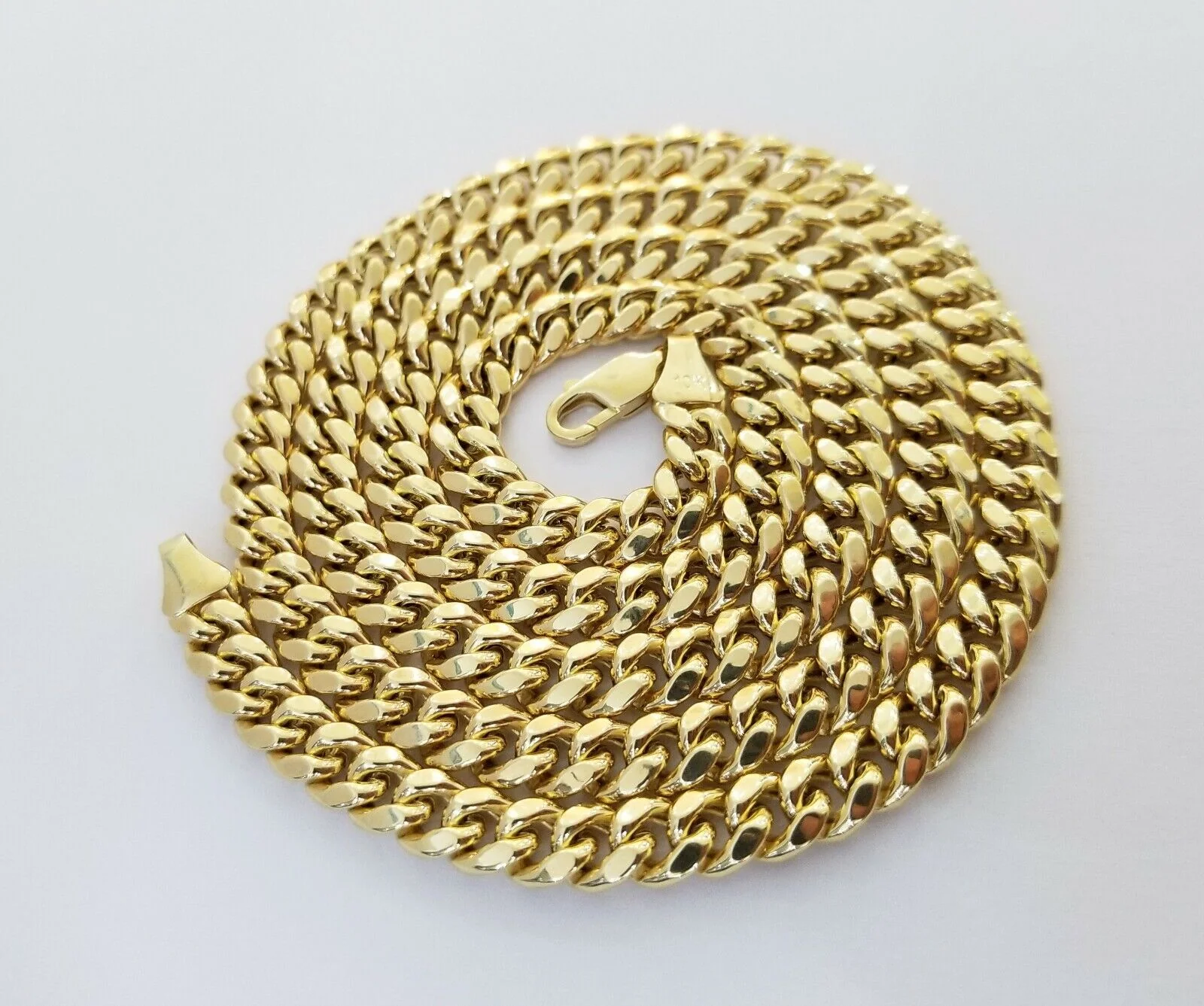 Real 10k Gold Miami Cuban Chain 7mm 20" Necklace,10kt Yellow Gold Lobster Lock - Image 2