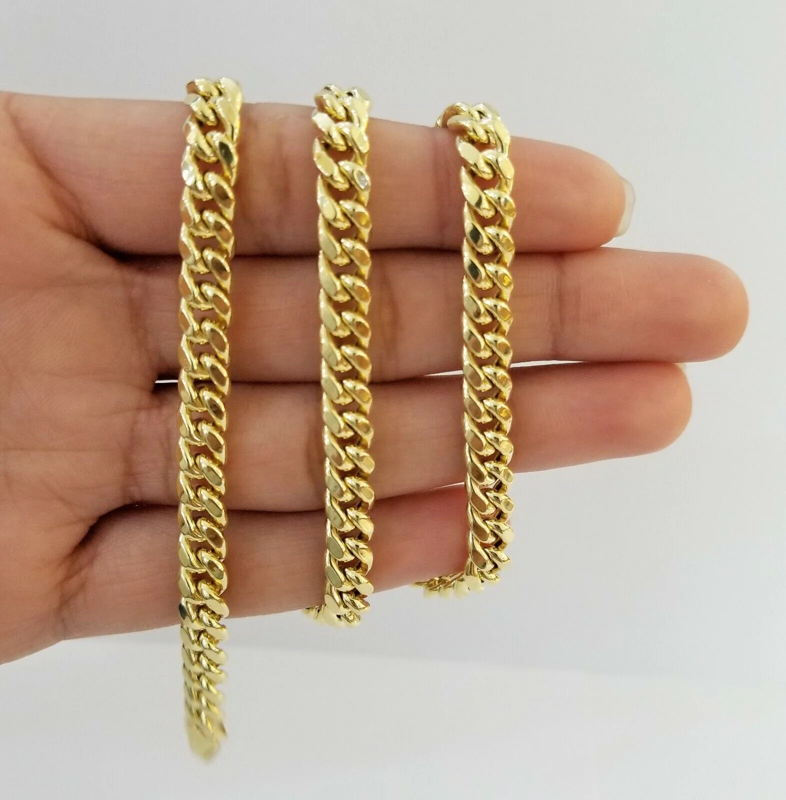 Real 10k Gold Miami Cuban Chain 7mm 20" Necklace,10kt Yellow Gold Lobster Lock - Image 3