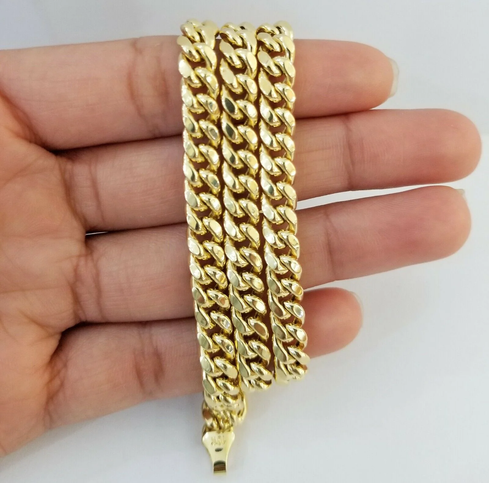 Real 10k Gold Miami Cuban Chain 7mm 20" Necklace,10kt Yellow Gold Lobster Lock - Image 5