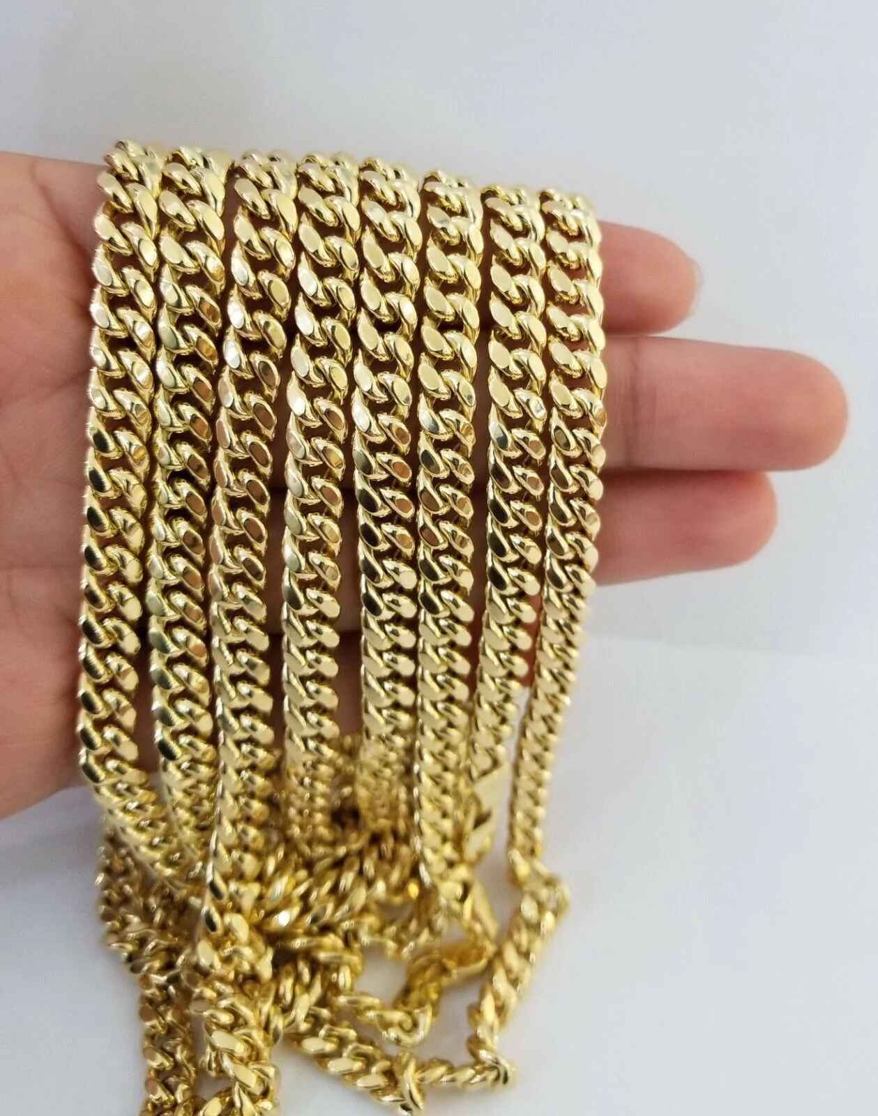 Real 10k Gold Miami Cuban Chain 7mm 20" Necklace,10kt Yellow Gold Lobster Lock - Image 8