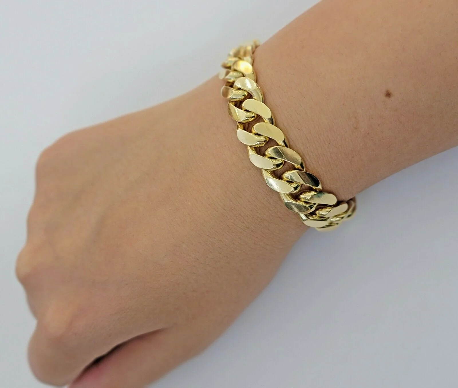 Real 10k Gold Miami Cuban Link Bracelet Solid Mens 13mm 10kt Yellow Gold 9" Inch - Image 2