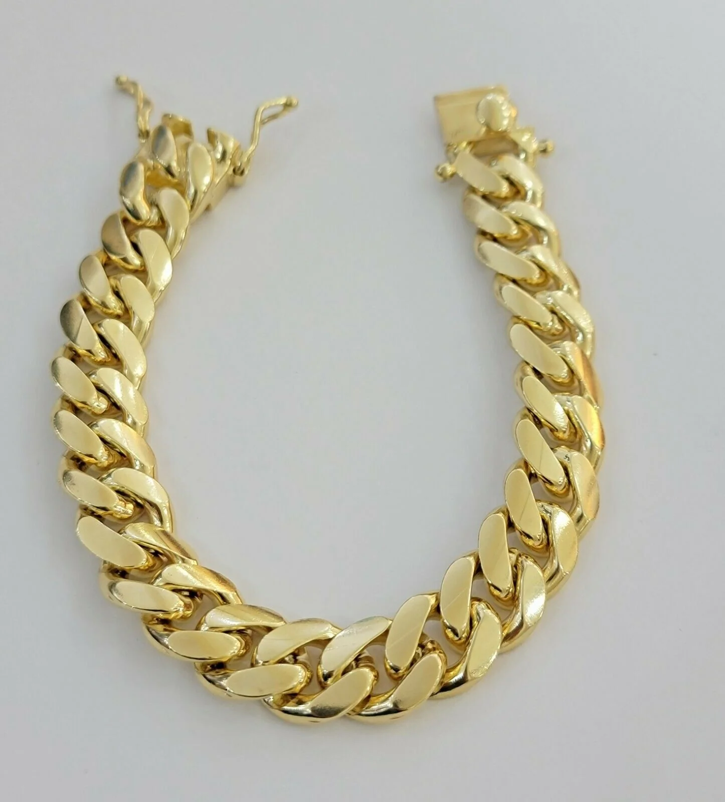 Real 10k Gold Miami Cuban Link Bracelet Solid Mens 13mm 10kt Yellow Gold 9" Inch - Image 3