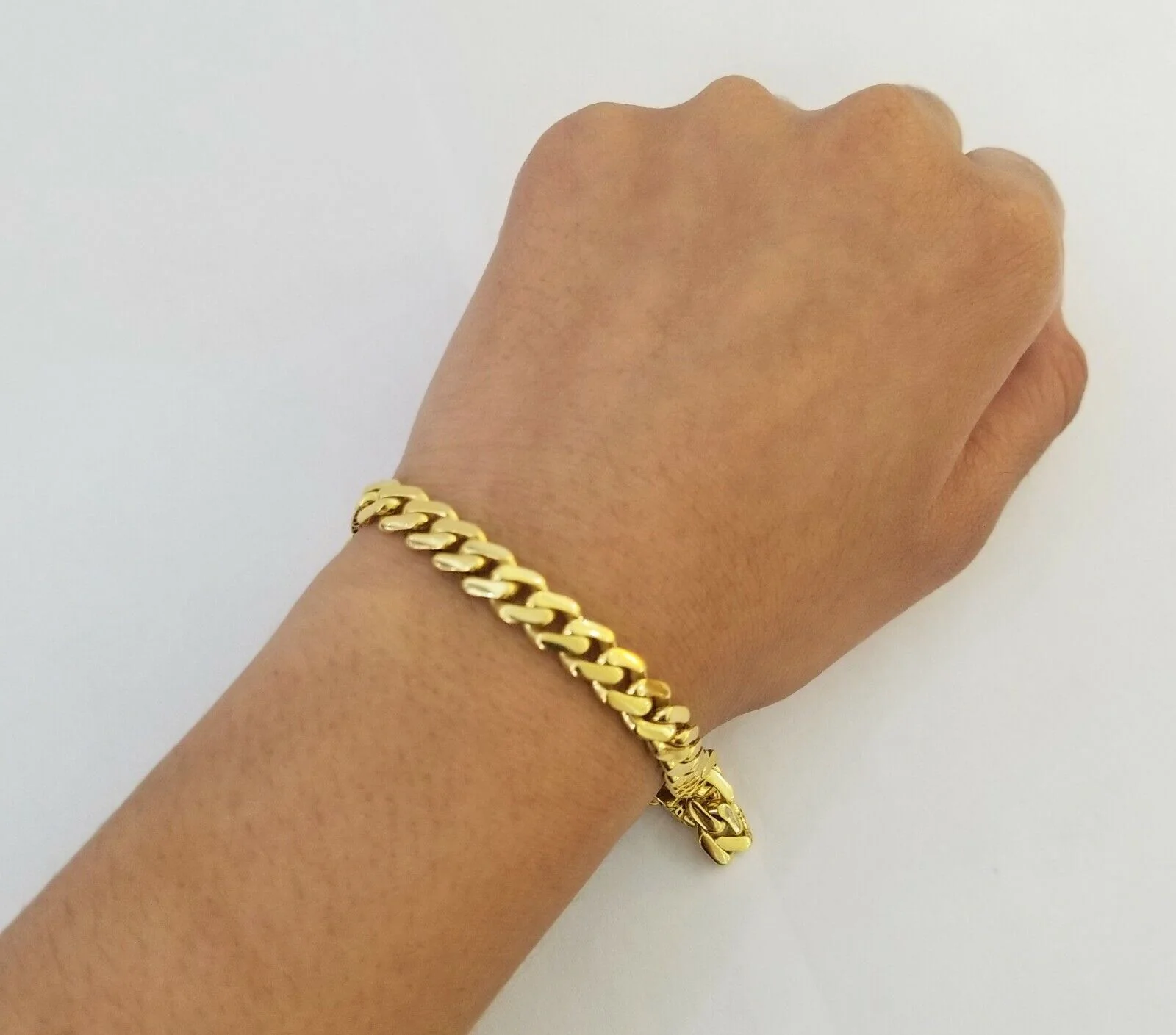 Real 10k Gold Miami Cuban Link Royal 8mm Monaco chain and Bracelet Set - Image 6