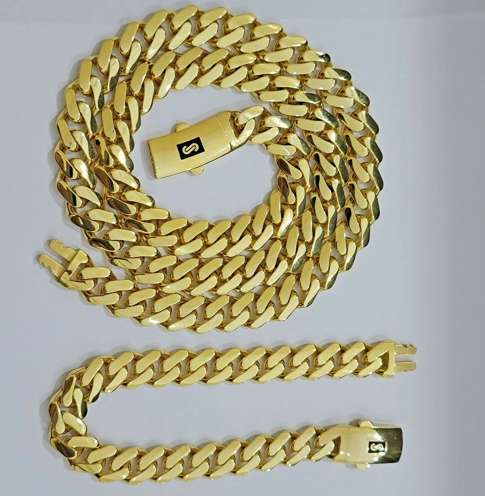 Real 10k Gold Miami Cuban Royal Link Bracelet 11mm 9" Shiny Plain Monaco, 10kt - Image 7