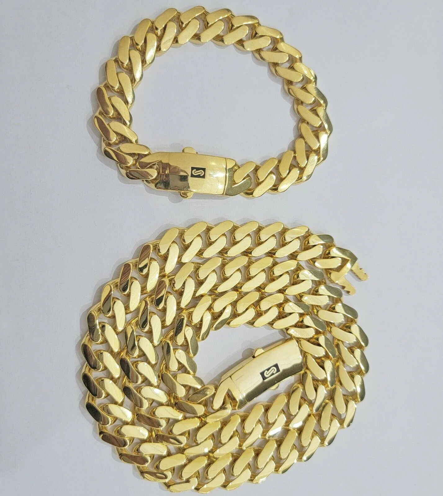 Real 10k Gold Miami Cuban Royal Link Bracelet 13mm 8" Shiny Plain Monaco, 10kt - Image 10