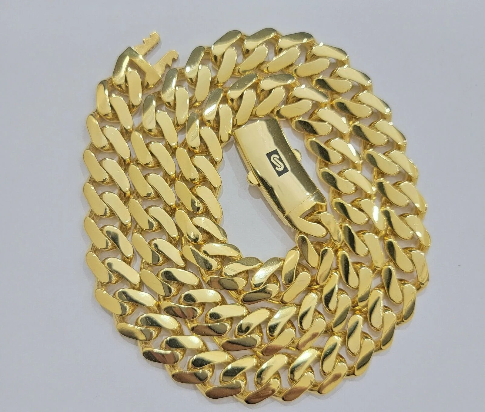 Real 10k Gold Miami Cuban Royal Link Bracelet 13mm 9" Shiny Plain Monaco, 10kt - Image 3
