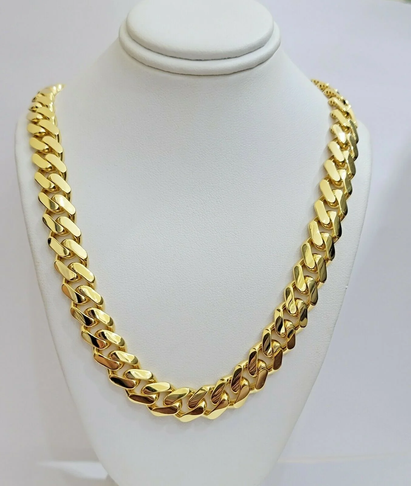 Real 10k Gold Miami Cuban Royal Link Chain 11mm 26" Shiny Plain Necklace Monaco - Image 4