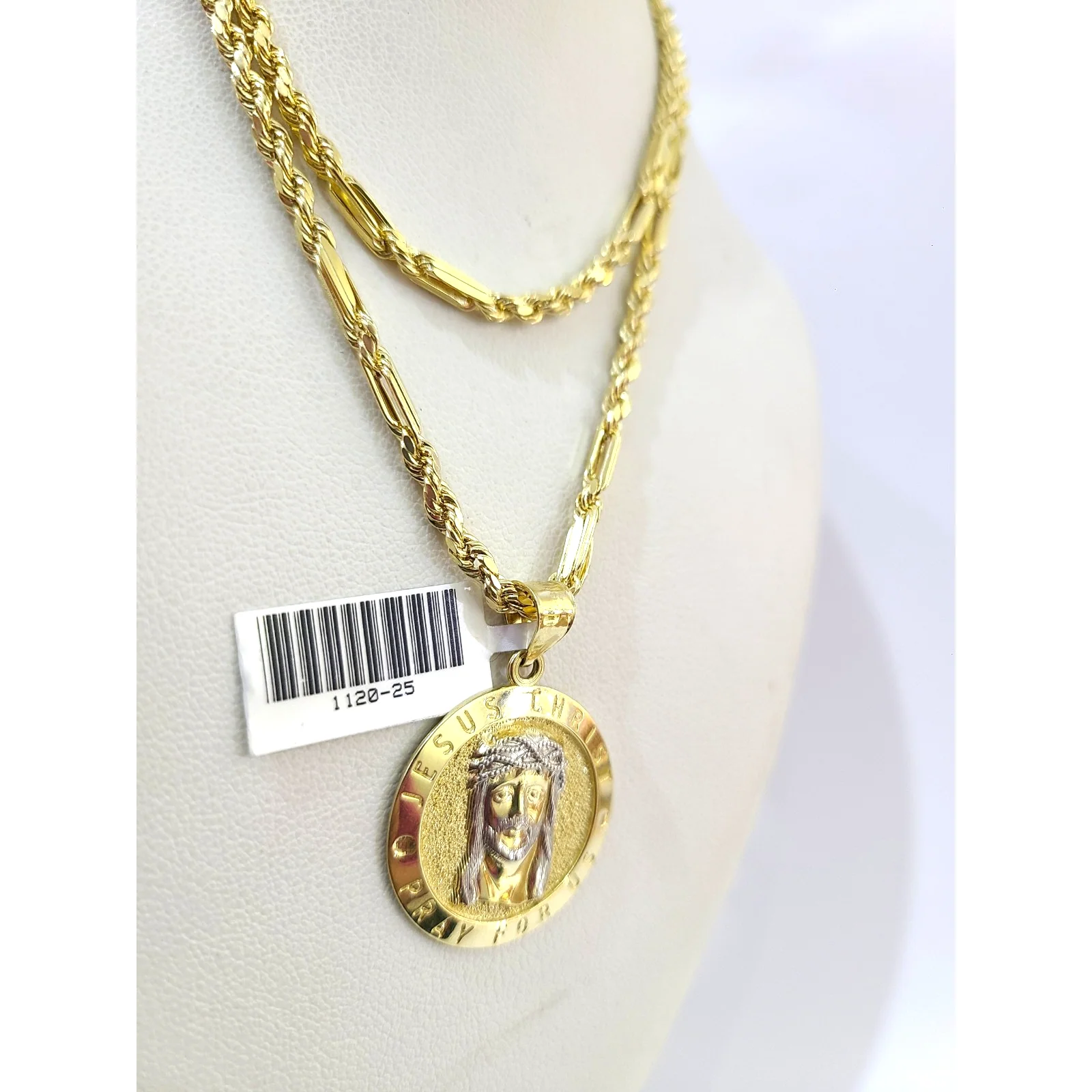 Real 10k Gold Milano Chain Jesus Christ Pendant Charm 18"-28" 3mm SET Necklace - Image 2