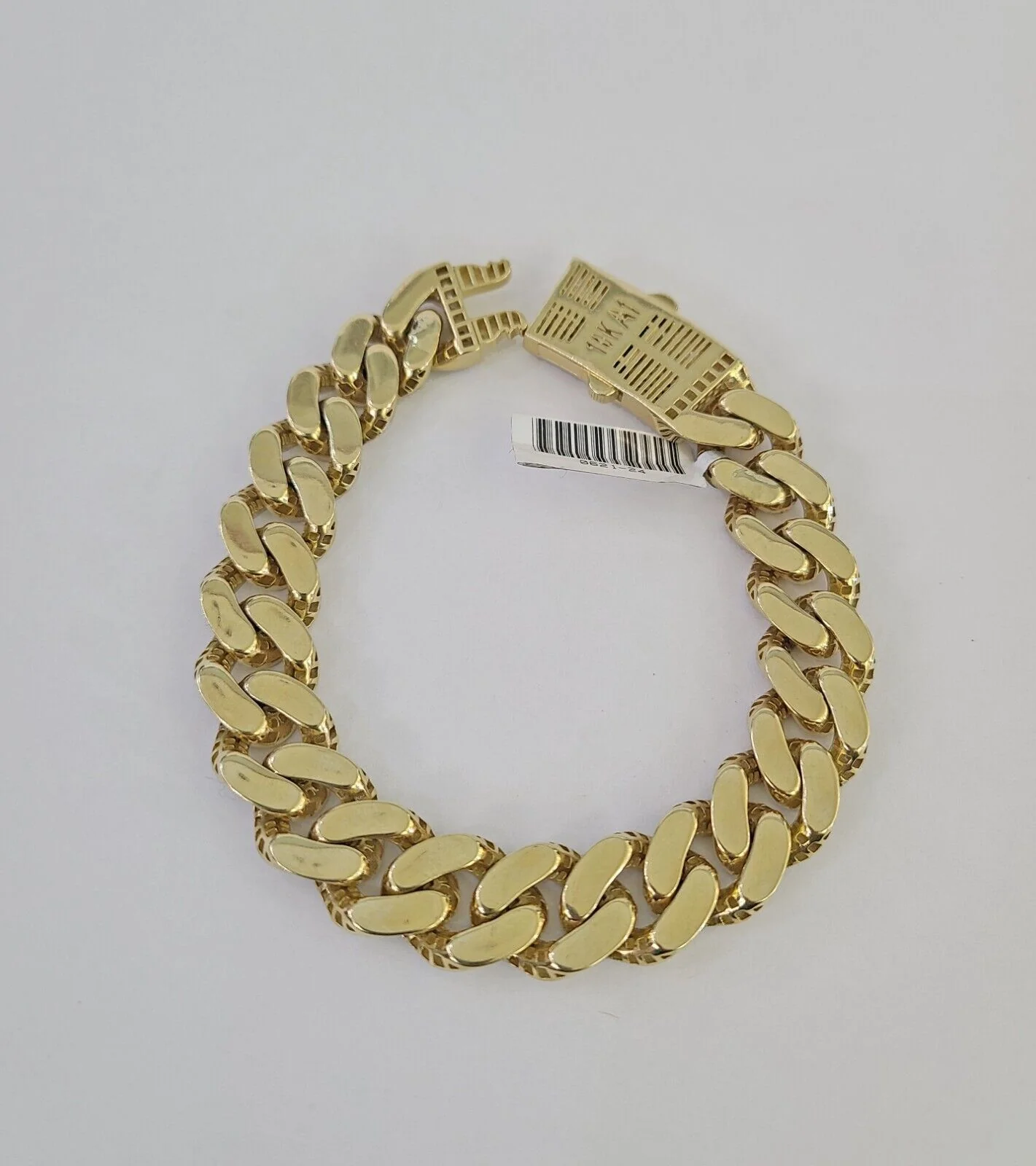 Real 10k Gold Monaco Bracelet 12mm 8" Two-tone Diamond Cut 10kt Royal Cuban link - Image 7