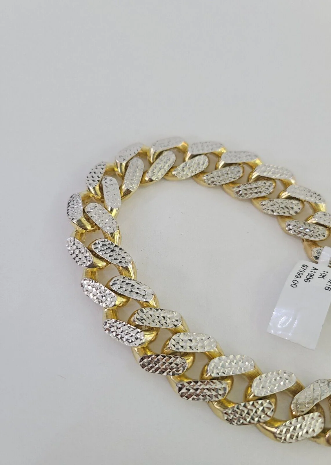 Real 10k Gold Monaco Bracelet 14mm 8" Two-tone Diamond Cut 10kt Royal Cuban link - Image 4