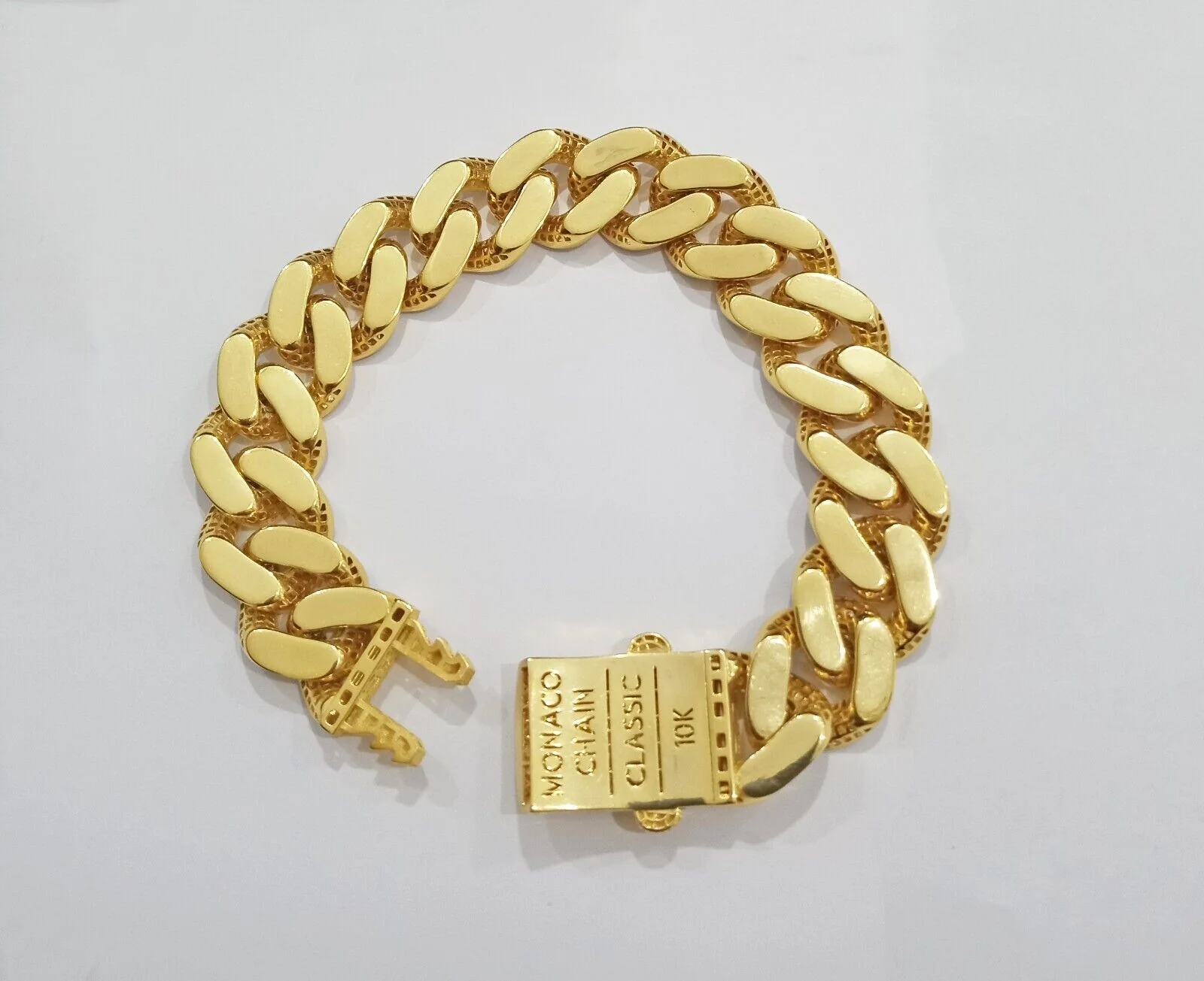 Real 10k Gold Monaco Bracelet 17mm Royal Cuban link 8" Two-tone Diamond Cut 10kt - Image 7
