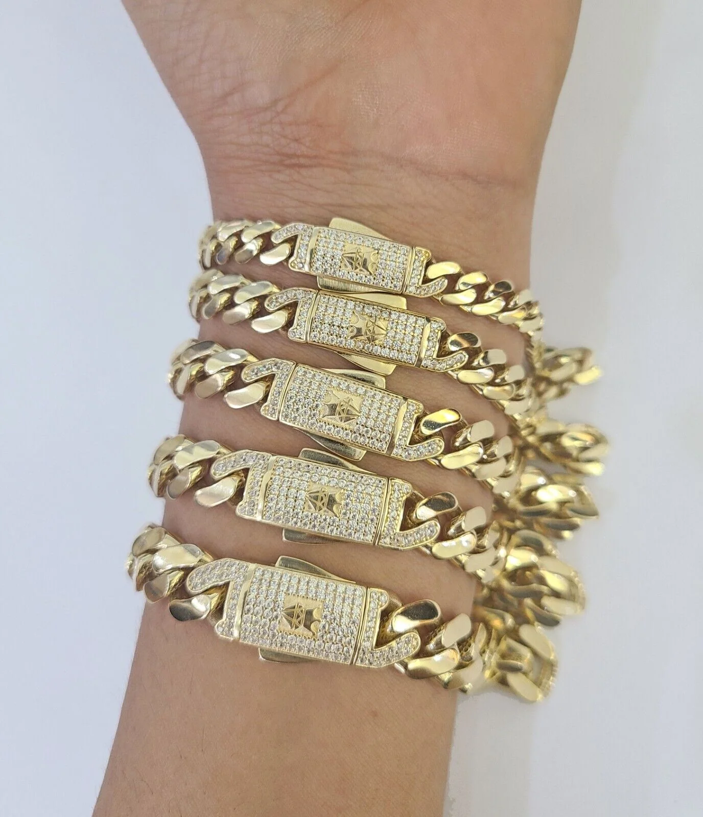 Real 10k Gold Monaco Bracelet 7mm-11mm 8"-8.5" 10kt Yellow - Image 5