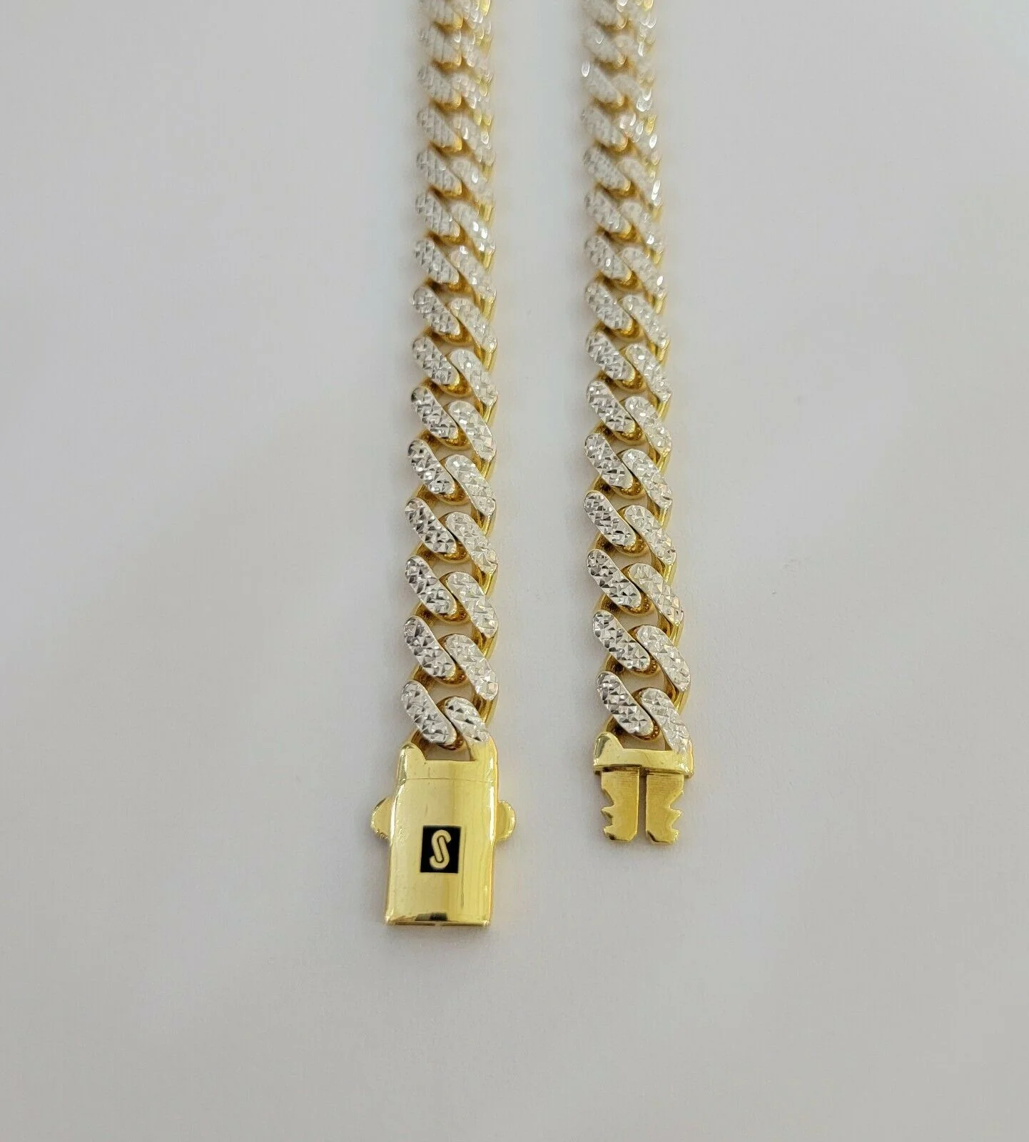 Real 10k Gold Monaco Bracelet 9mm 8.5" Two-tone Diamond Cut 10kt Gold SALE, mens - Image 4