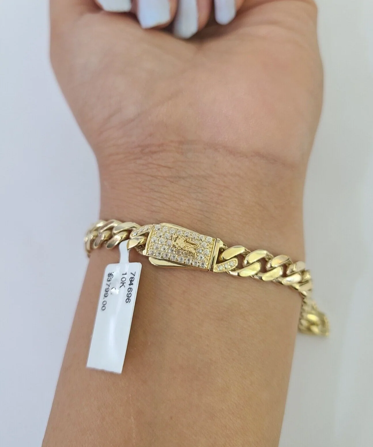 Real 10k Gold Monaco link Bracelet 7mm 7" 8" 10kt Men Women Box Clasp Genuine - Image 8