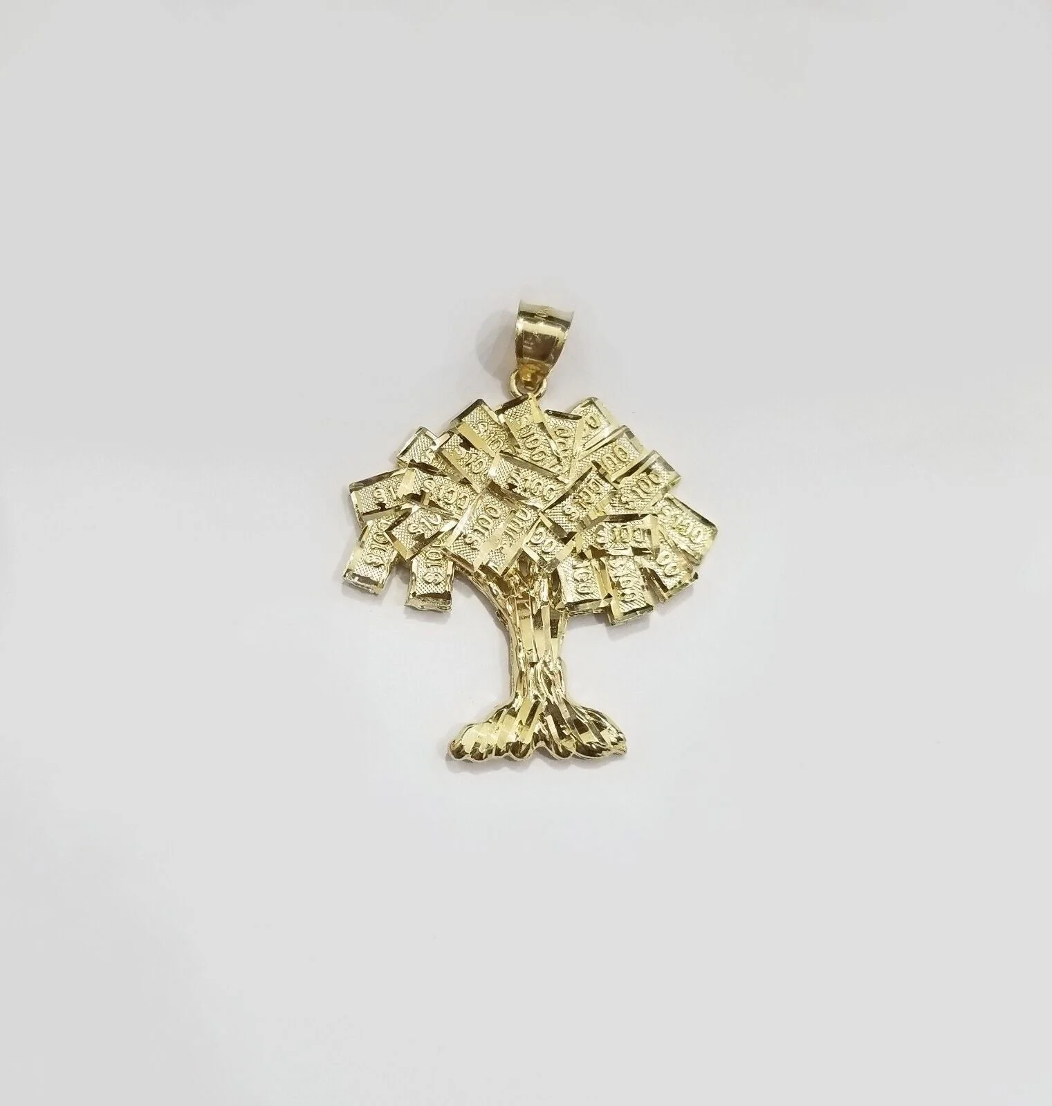 Real 10k Gold Money Tree Charm 1.7 inch pendant 10kt Yellow Gold - Image 3
