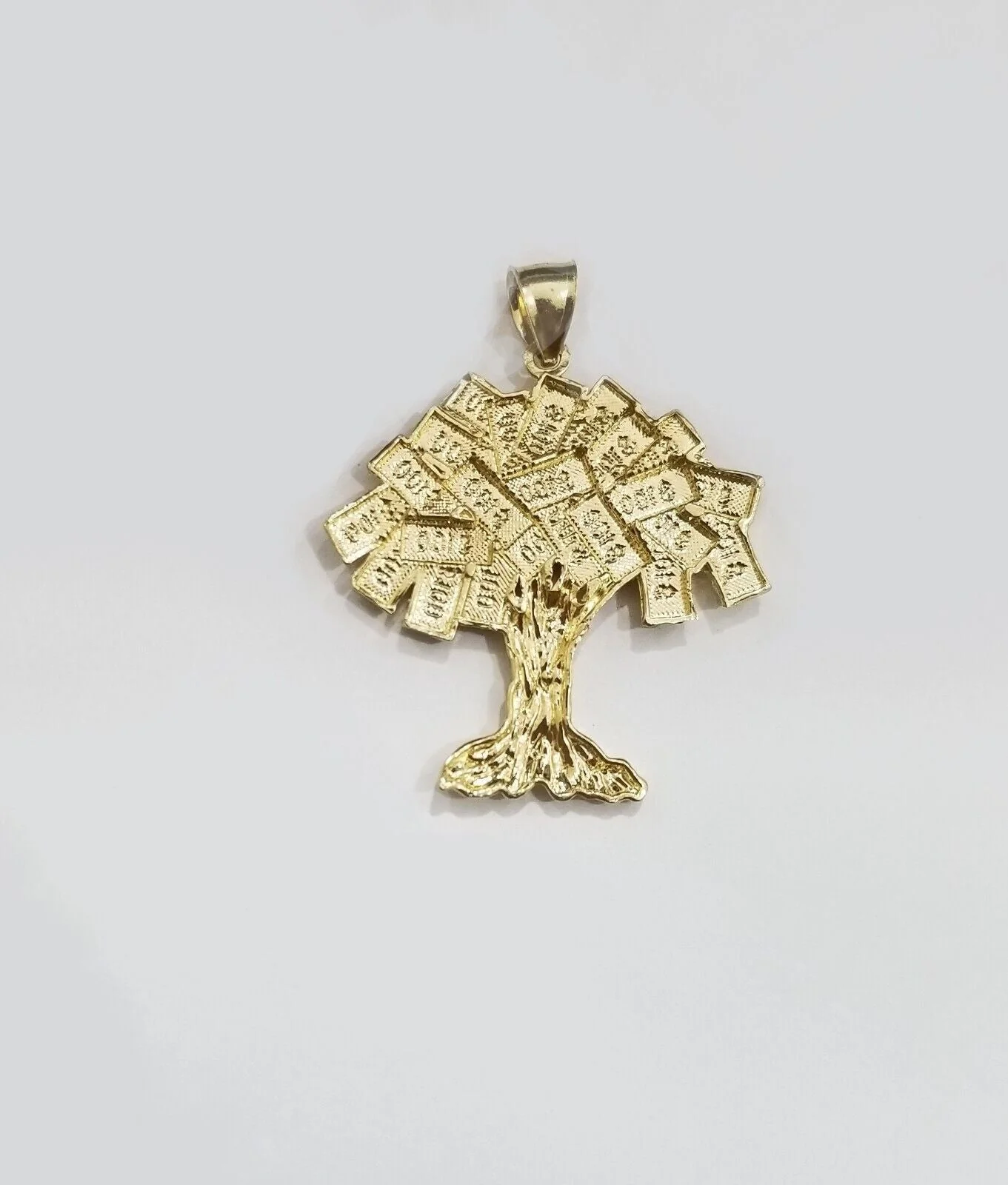Real 10k Gold Money Tree Charm 1.7 inch pendant 10kt Yellow Gold - Image 6