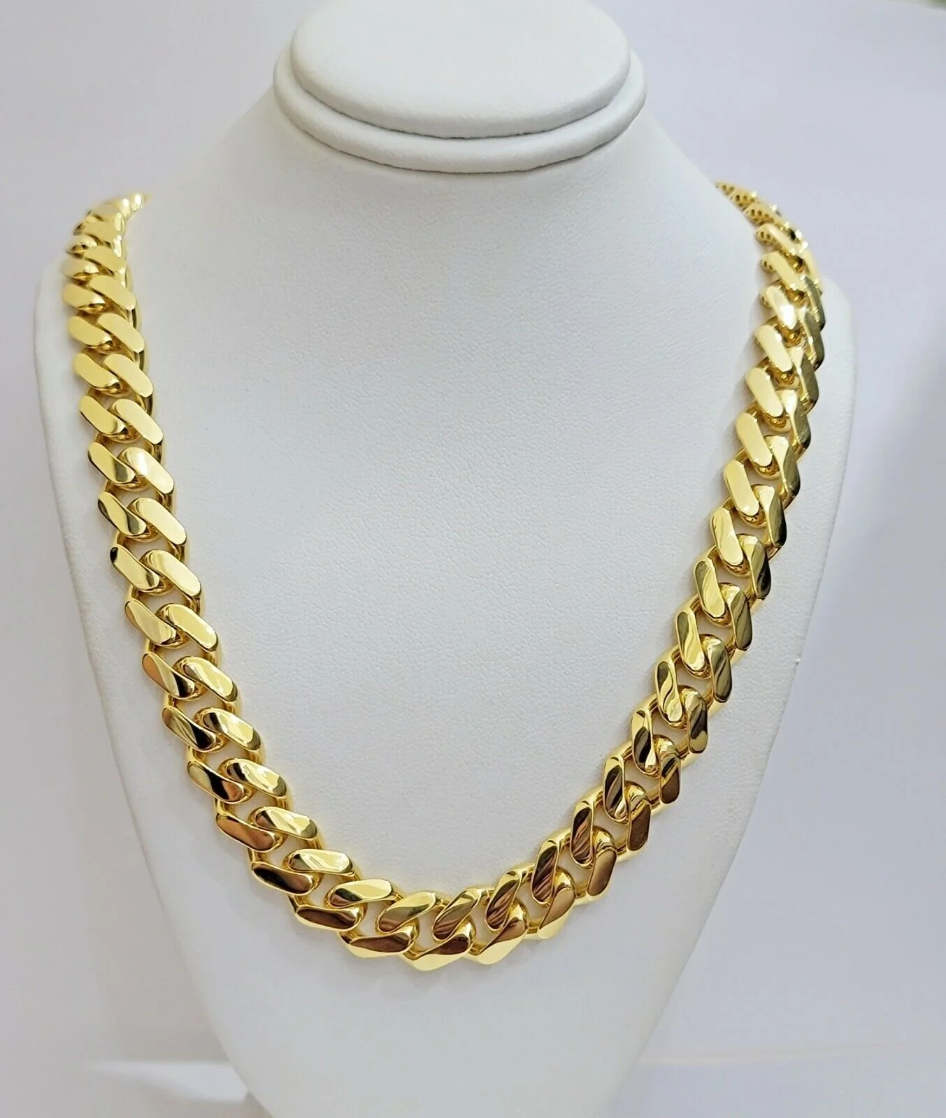 Real 10k Gold Necklace 15mm Chain Royal Link Miami Cuban Monaco 24 Inch For Men - Image 2