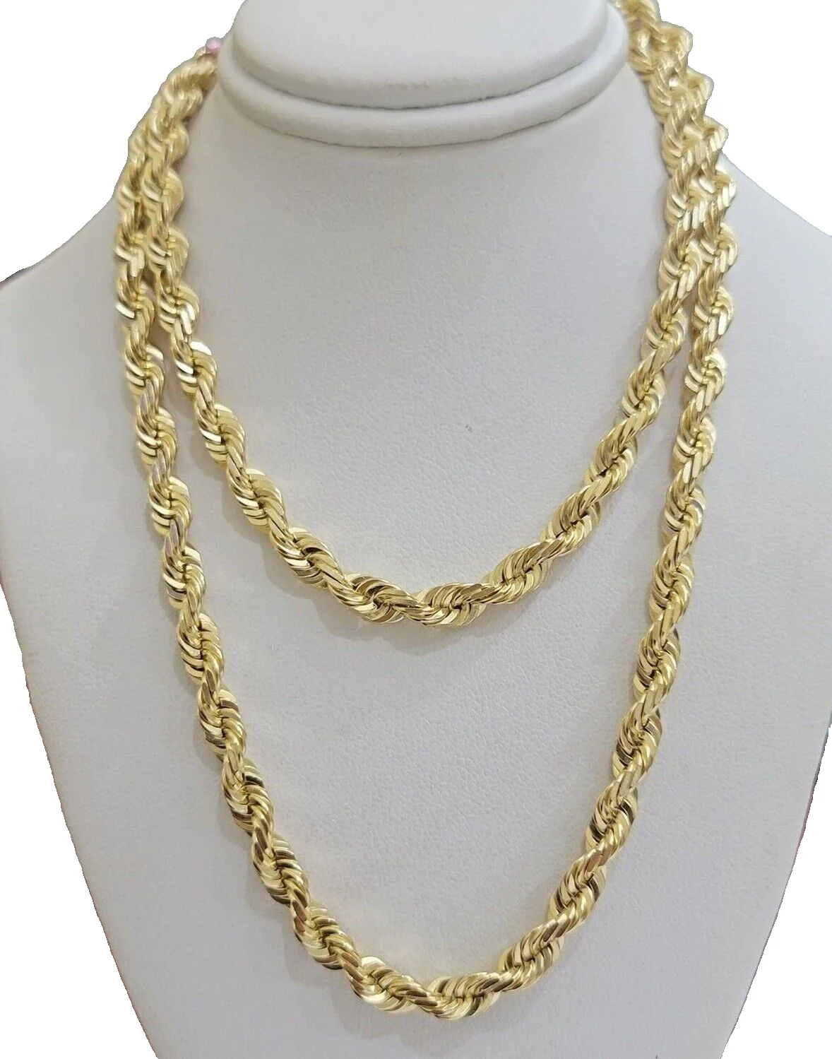 Real 10k Gold Necklace 6mm Rope 28 Inch Diamond Cut Solid 10kt Chain For mens - Image 3
