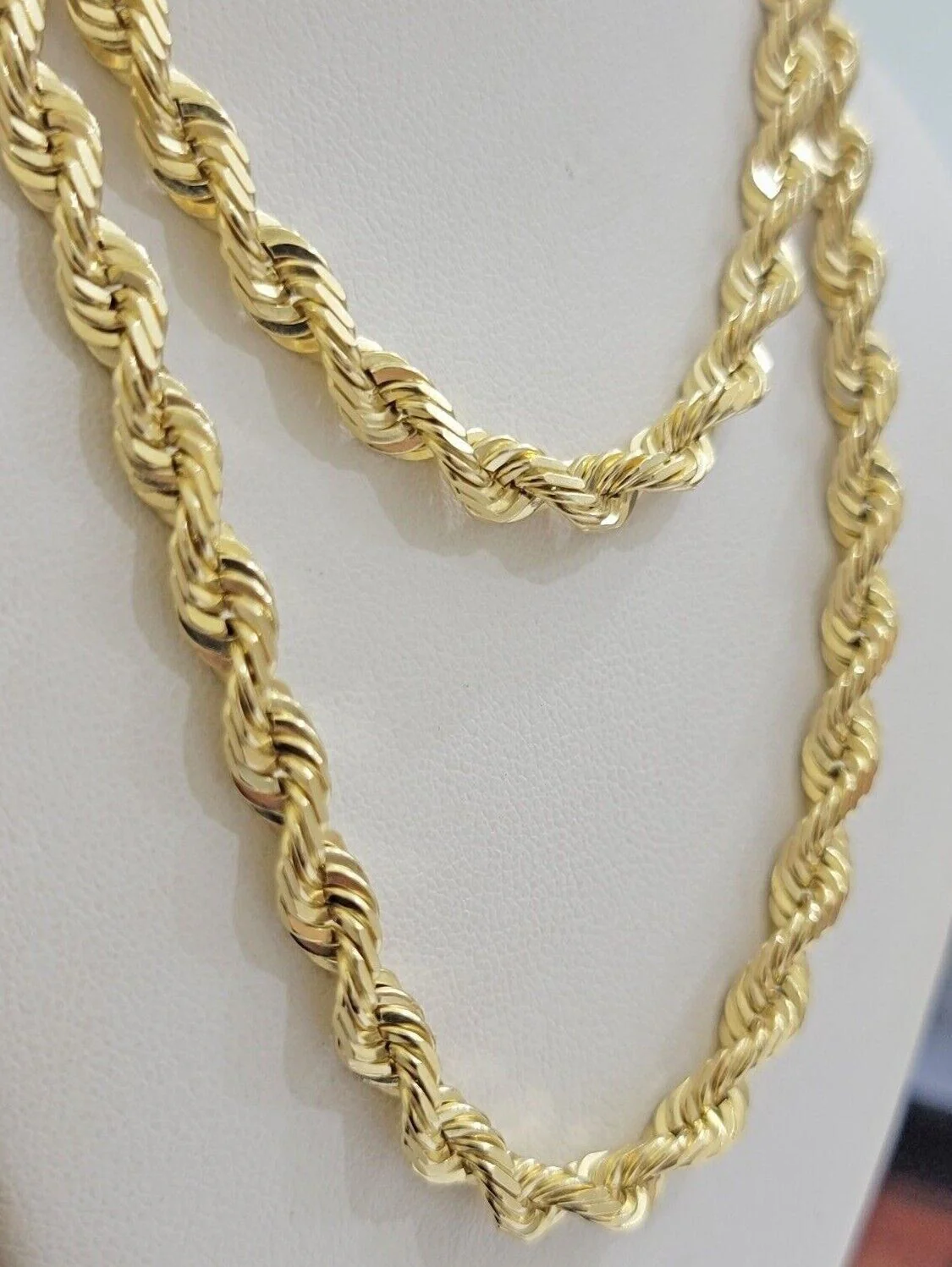 Real 10k Gold Necklace 6mm Rope 32 Inch Diamond Cut Solid 10kt Chain For mens - Image 6