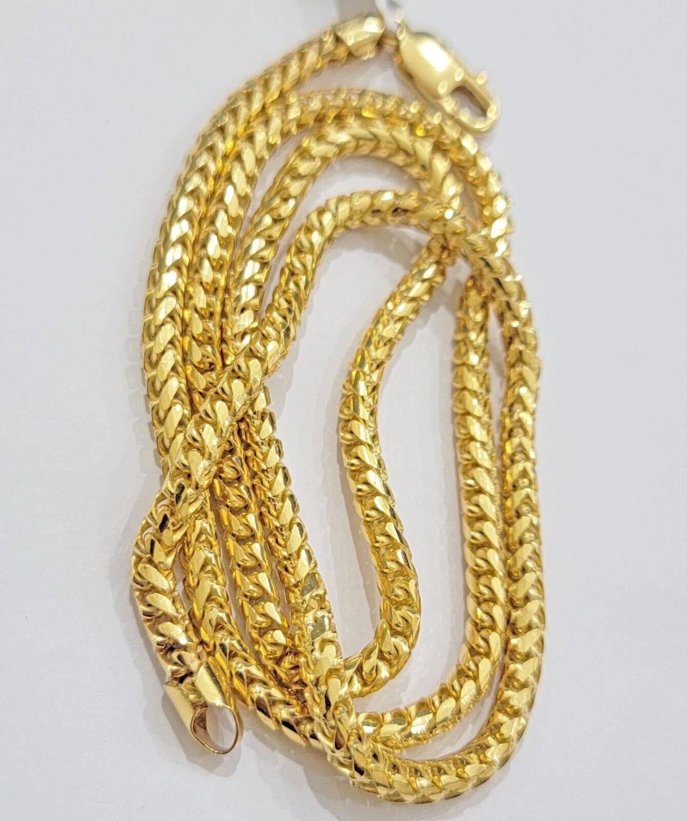 Real 10k Gold Necklace Franco Chain 4mm 24Inch Diamond Cut 10k Yellow Gold SOLID - Image 6
