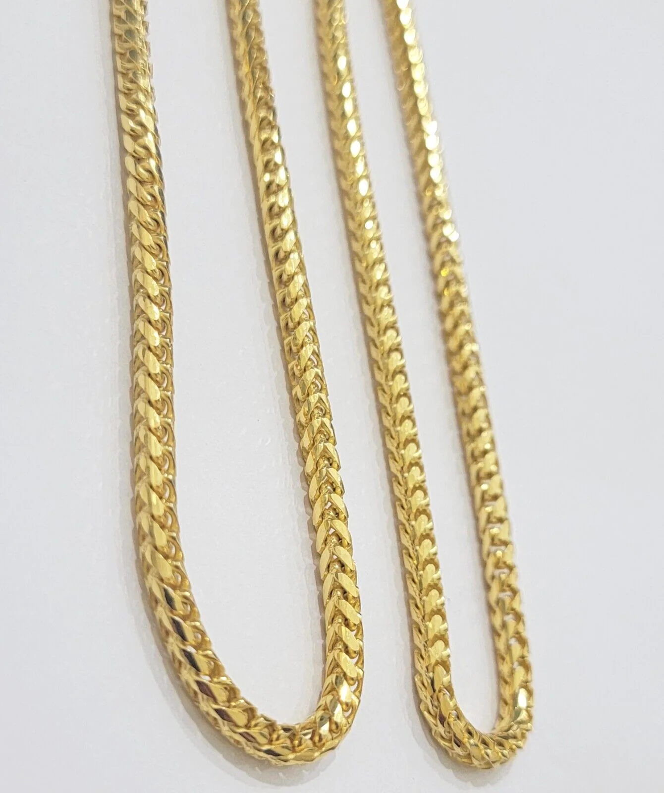 Real 10k Gold Necklace Franco Chain 4mm 26Inch Diamond Cut 10k Yellow Gold SOLID - Image 2