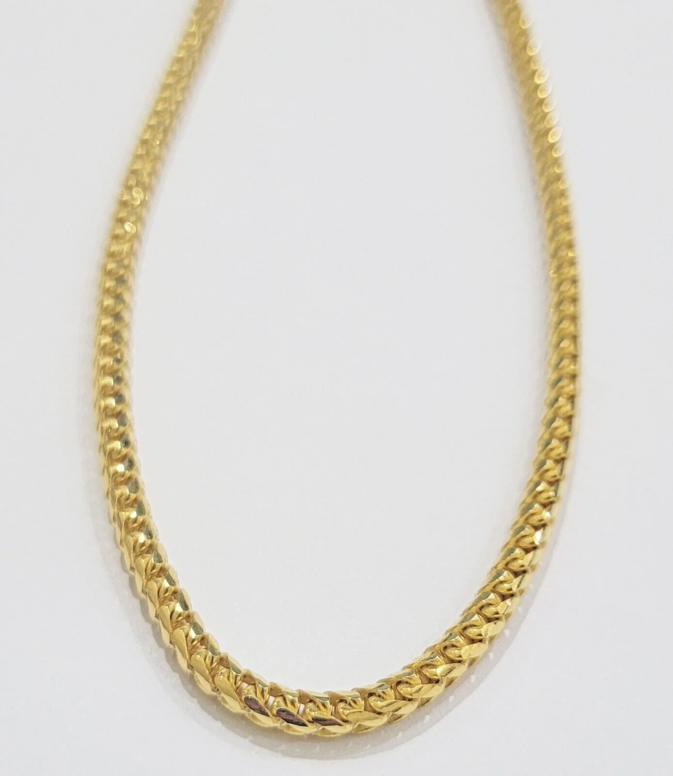 Real 10k Gold Necklace Franco Chain 4mm 26Inch Diamond Cut 10k Yellow Gold SOLID - Image 4