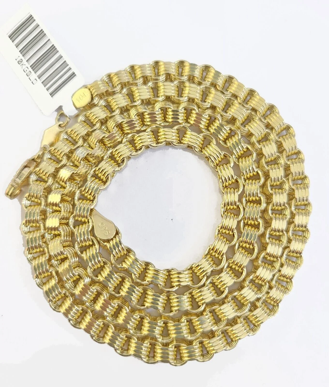 Real 10k Gold Nugget Cross Byzantine Chain Necklace 4mm 24" Chain Charm SET 10kt - Image 7