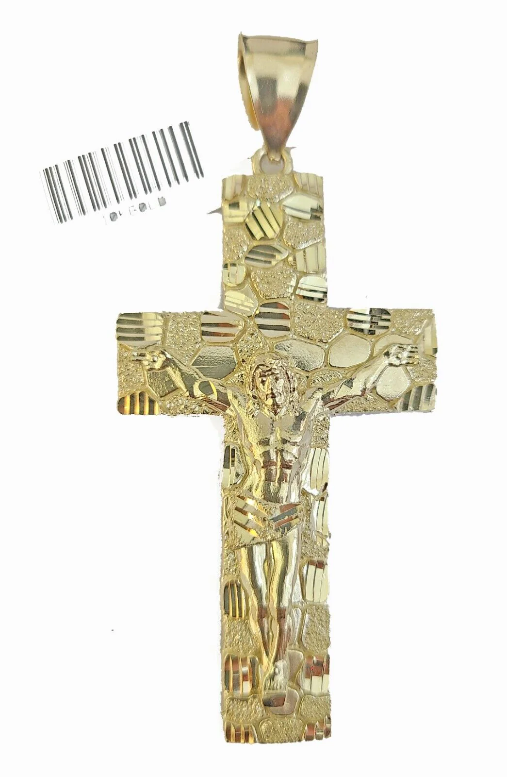 Real 10k Gold Nugget Cross Byzantine Chain Necklace 4mm 26" Chain Charm SET 10kt - Image 4