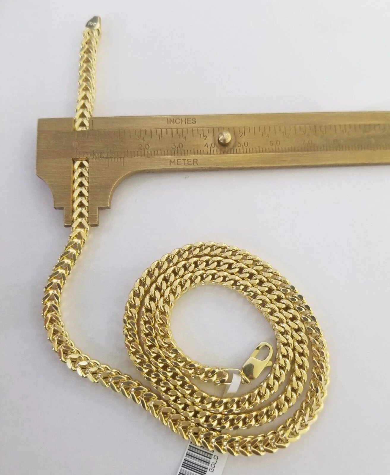 Real 10k Gold Nugget Cross Pendant Franco Necklace 4mm 24" Chain Charm SET 10kt - Image 7