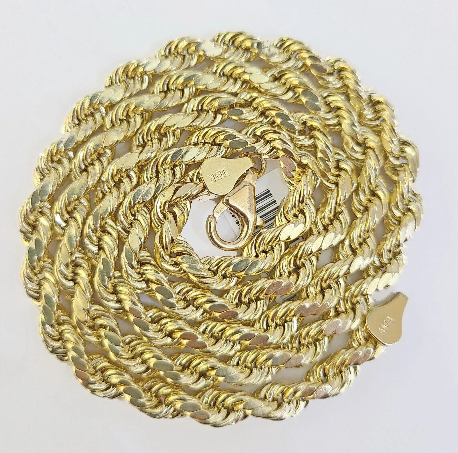 Real 10k Gold Nugget Cross Rope Necklace 6mm 24" Chain Charm SET 10kt - Image 6