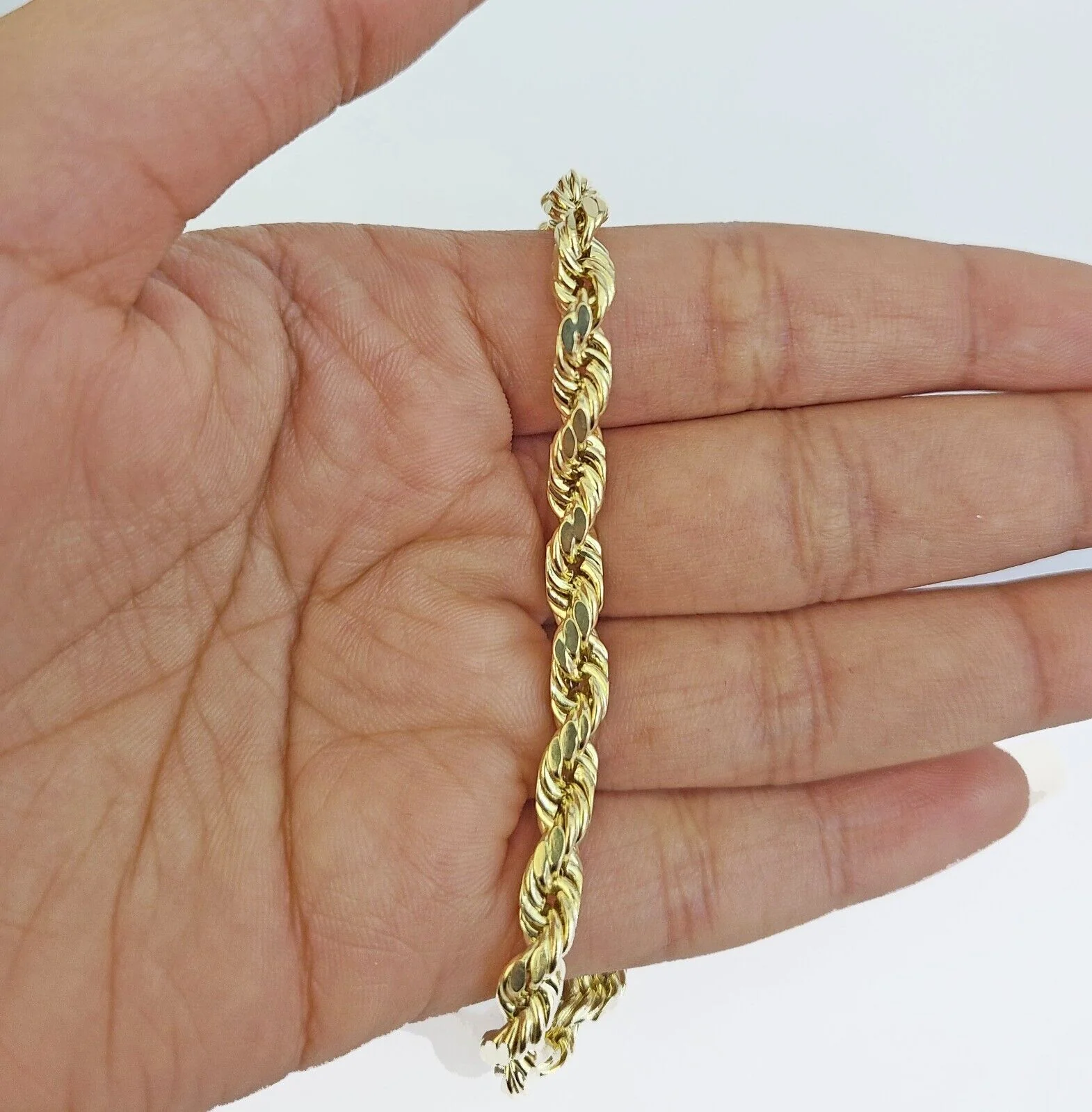 Real 10k Gold Nugget Cross Rope Necklace 6mm 24" Chain Charm SET 10kt - Image 7