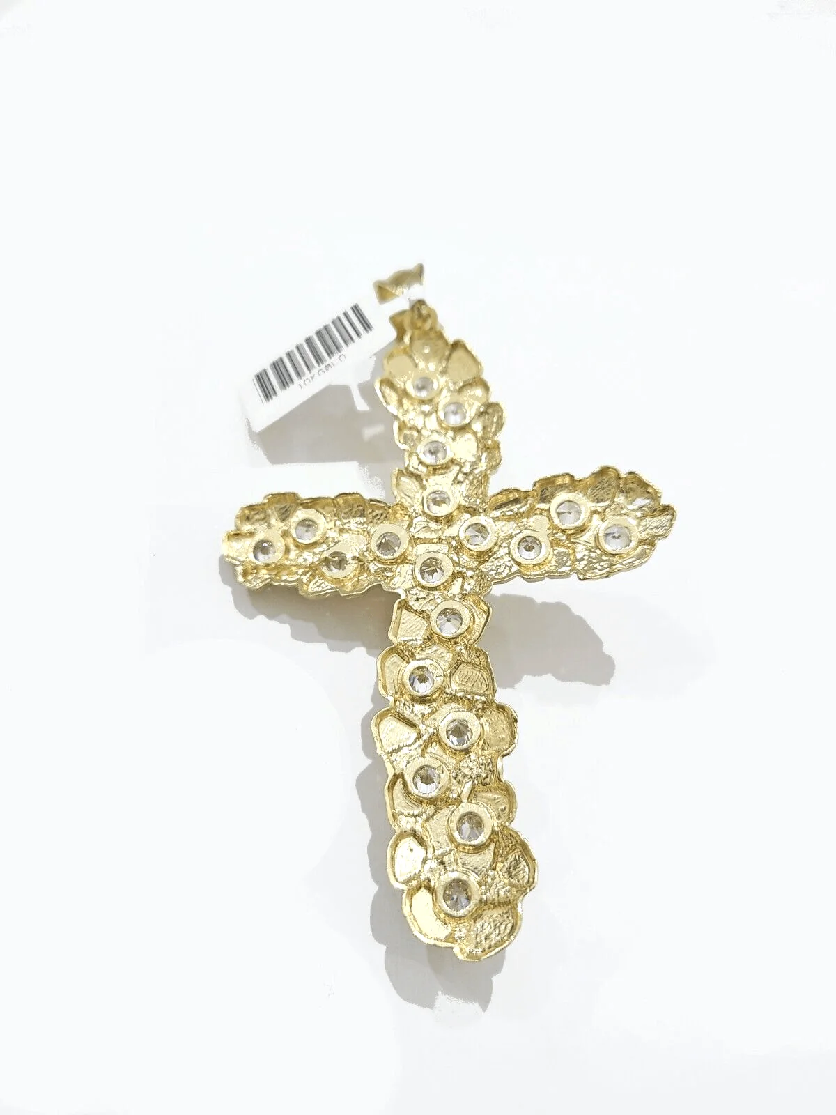Real 10k Gold Nugget Jesus Cross Charm Pendant 3.5'' Inch 10KT Yellow Gold - Image 5