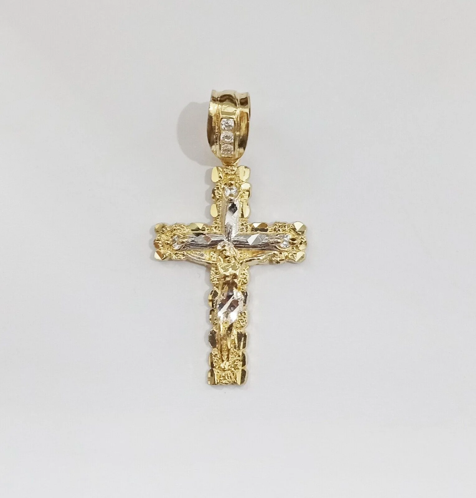 Real 10k Gold Nugget Jesus Crucifix Cross Pendant Charm 10kt Yellow Gold - Image 5