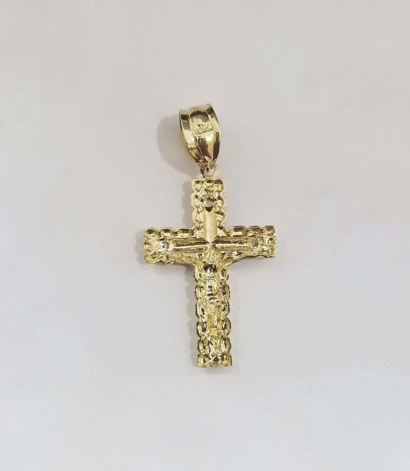Real 10k Gold Nugget Jesus Crucifix Cross Pendant Charm 10kt Yellow Gold - Image 7