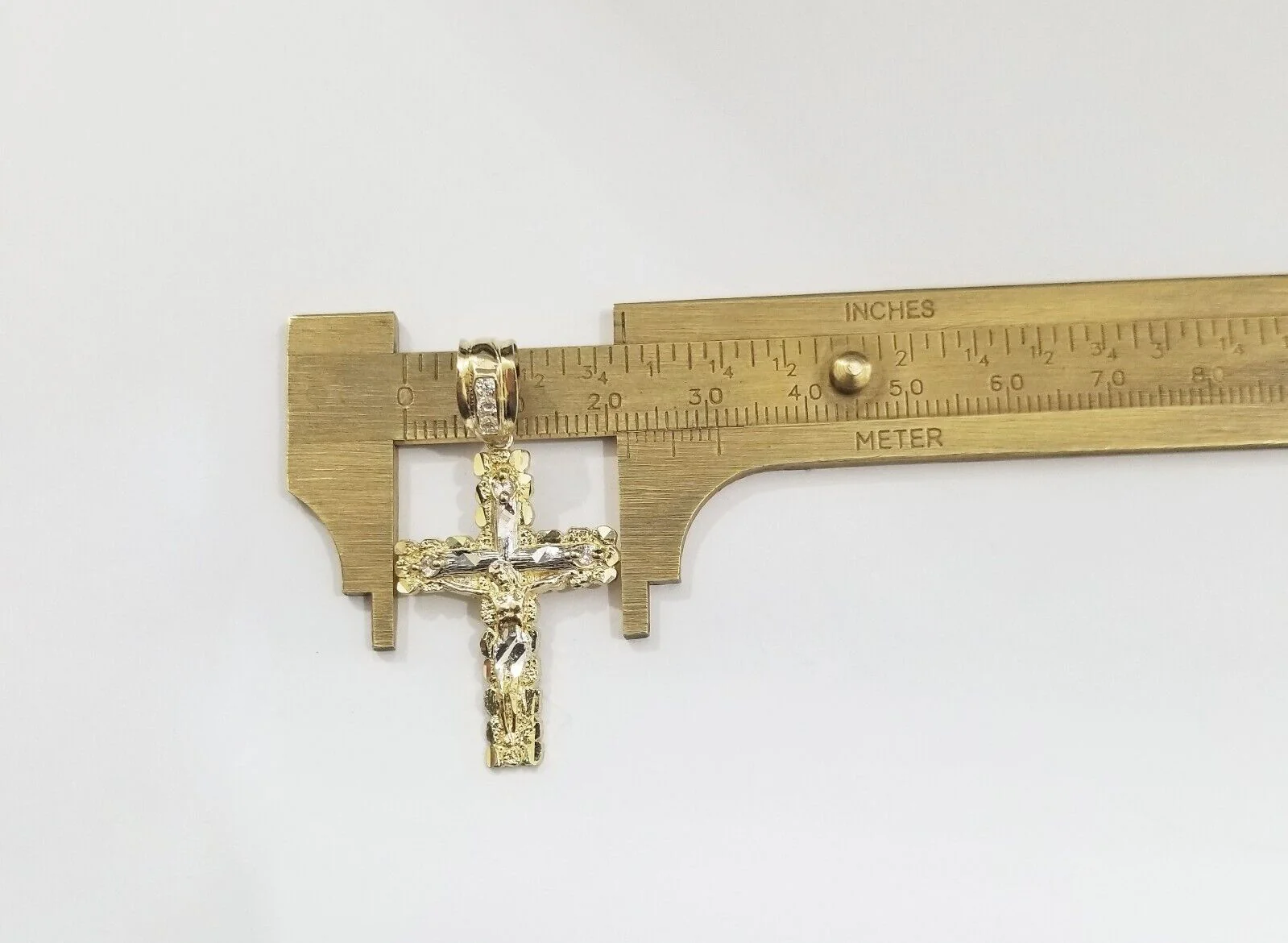 Real 10k Gold Nugget Jesus Crucifix Cross Pendant Charm 10kt Yellow Gold - Image 4